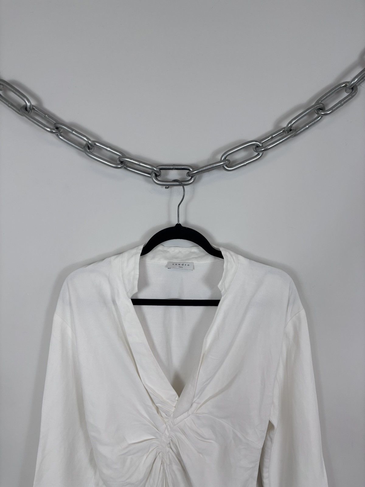 Sandro Sandro Paris Celia NWT Women’s White Ecru Linen Dress Size XS / US 0-2 / IT 36-38 - 2 Thumbnail