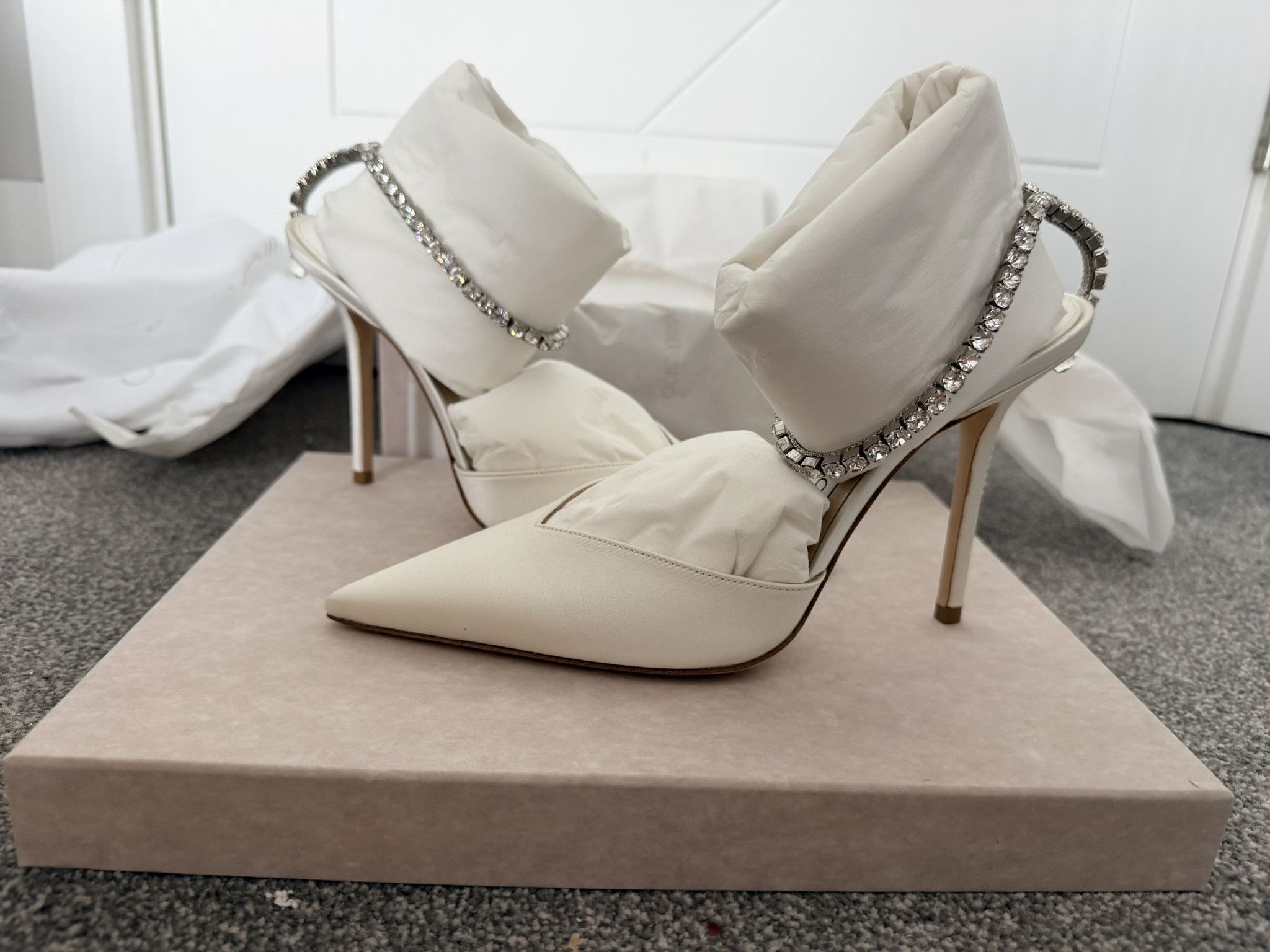 Jimmy Choo Jimmy Choo Saeda 100 l 39 EU Ivory/Crystal Size US 9 / IT 39 - 5 Thumbnail