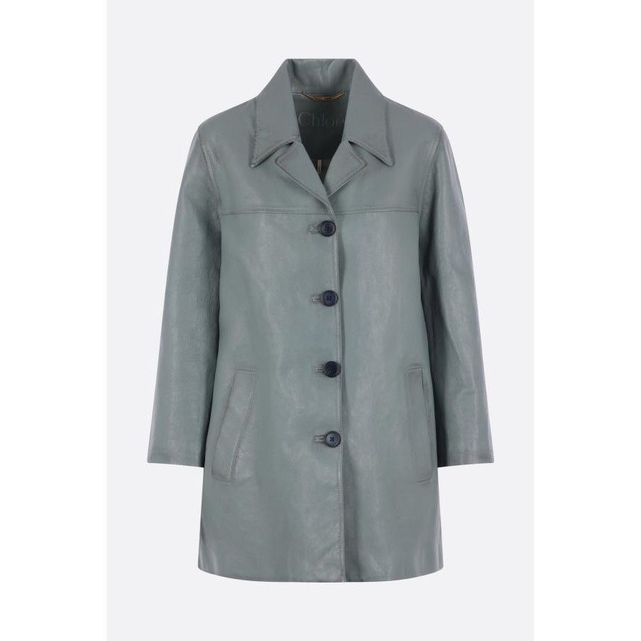 Chloe CHLOÉ Blue Vintage Leather Long Jacket New & Authentic (Wome Size M / US 6-8 / IT 42-44 - 1 Thumbnail