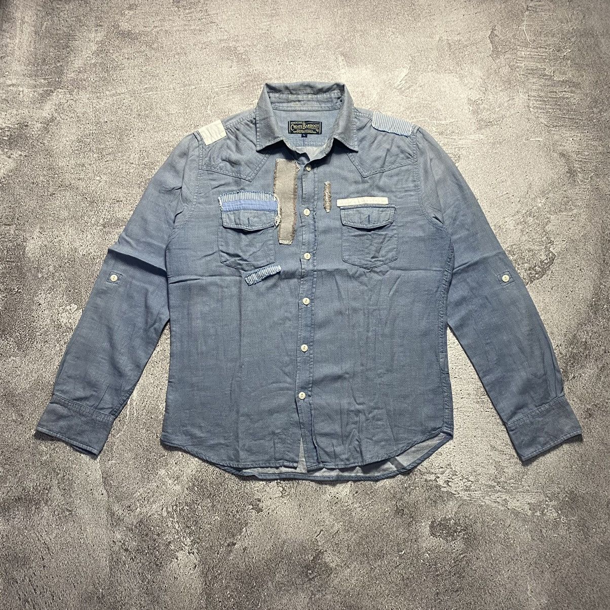 image of If Six Was Nine x Vintage Create Barefoot Patchwork Long Sleeve Shirt in Blue, Men's (Size Medium)