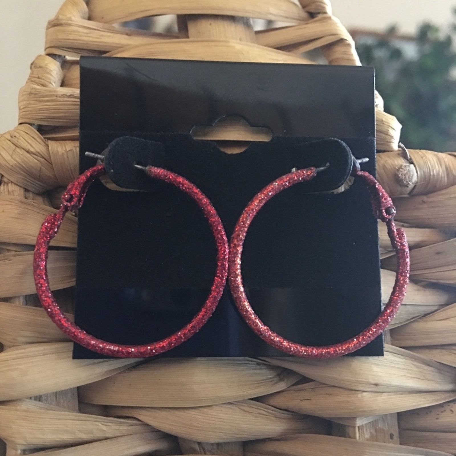 Jewelry Two pairs of glitter painted hoop earrings Size ONE SIZE - 2 Thumbnail