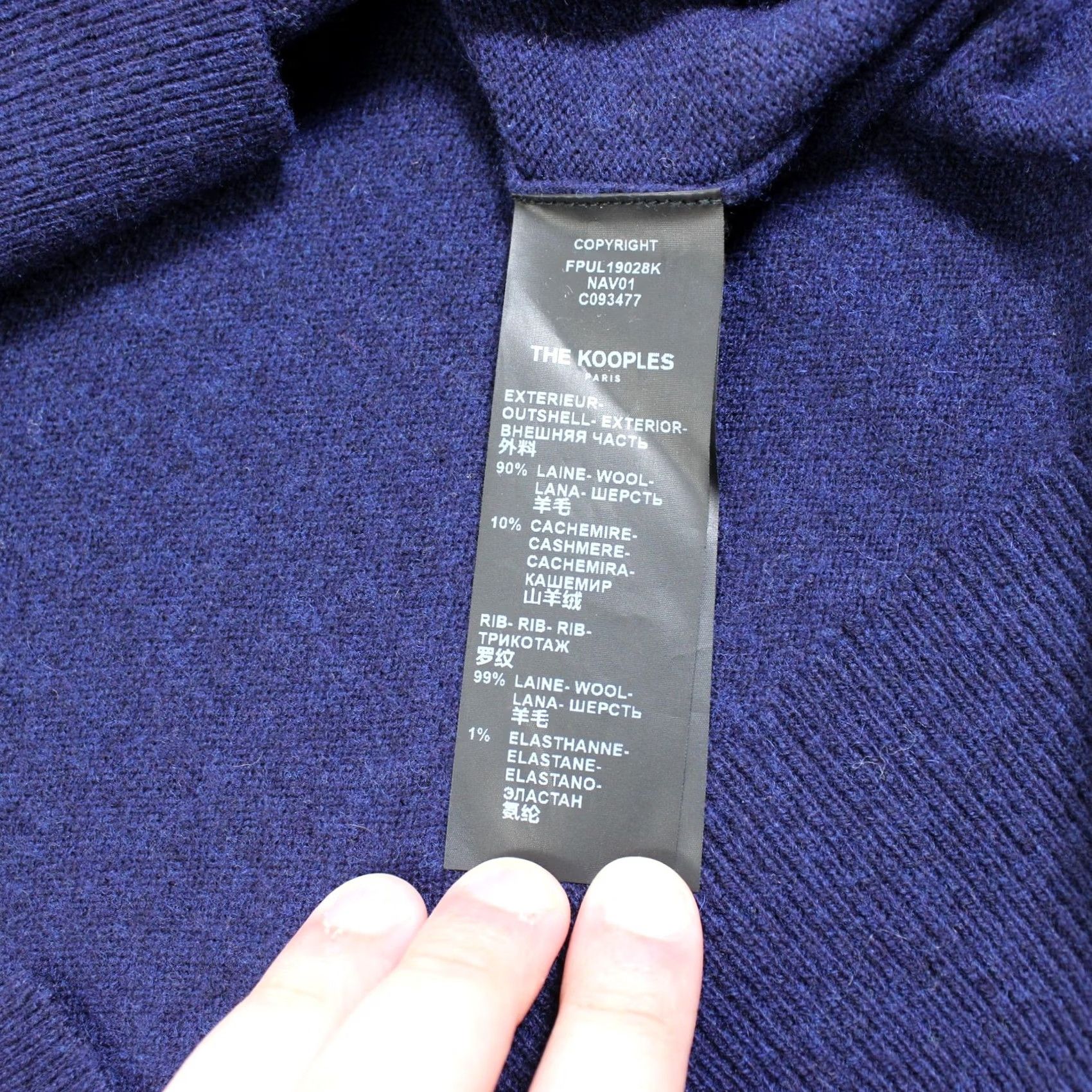 The Kooples The Kooples Sweater Women Blue Mock Neck Gold Button Wool Cashmere Size L / US 10 / IT 46 - 4 Thumbnail
