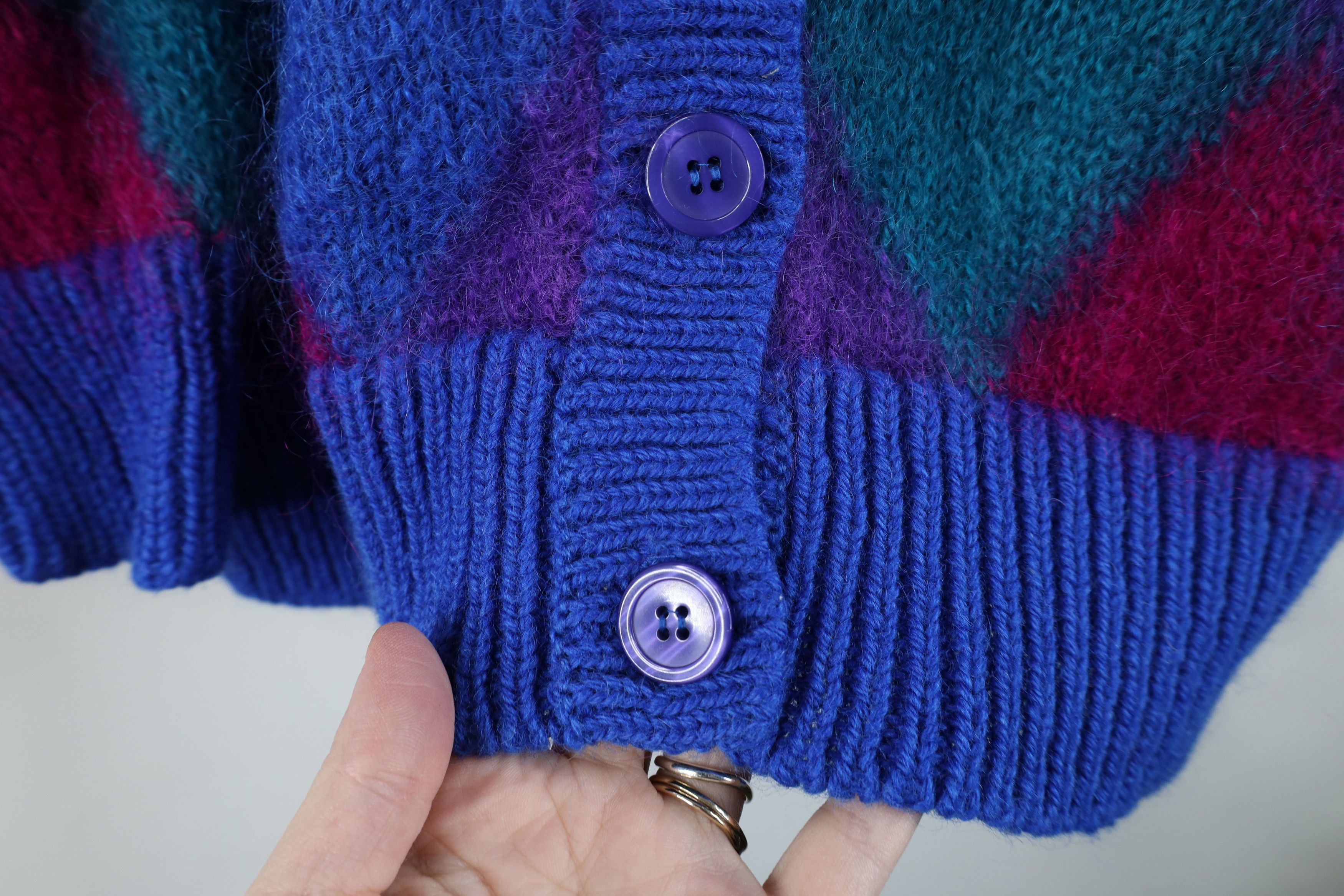 Vintage Vintage 90s Streetwear Mohair Wool Argyle Cardigan Sweater Size M / US 6-8 / IT 42-44 - 4 Thumbnail