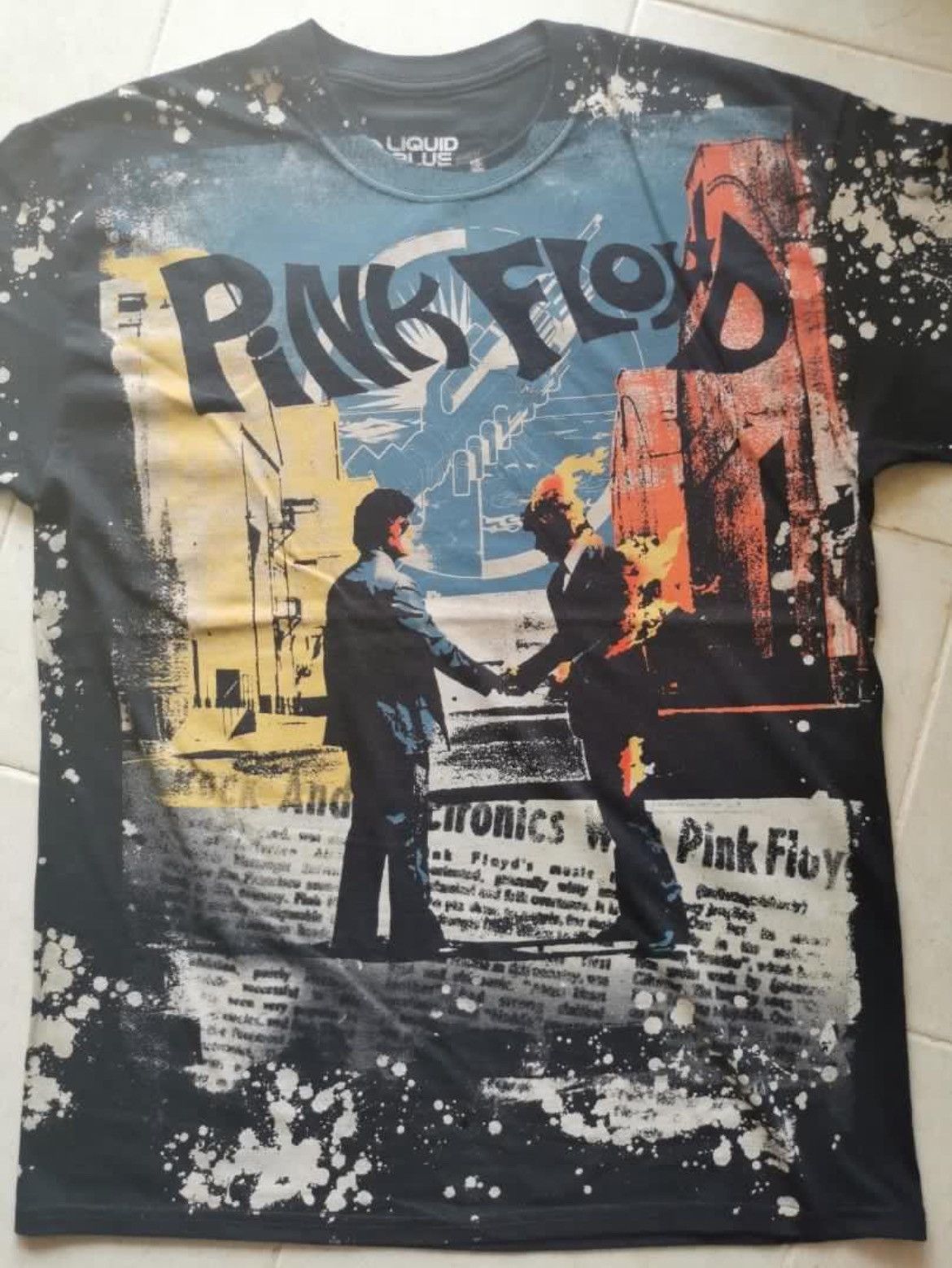 Band Tees × Pink Floyd Vintage Y2K Acid Wash Band Pink Floyd Liquid Blue Size US L / EU 52-54 / 3 - 2 Thumbnail