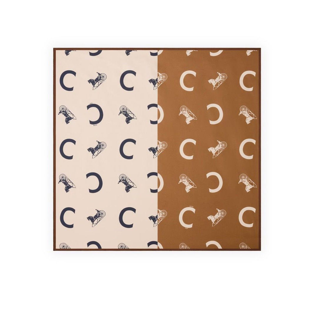 Celine CELINE OFFWHITE/CAMEL Silk Scarf New & Authentic Size ONE SIZE - 1 Preview