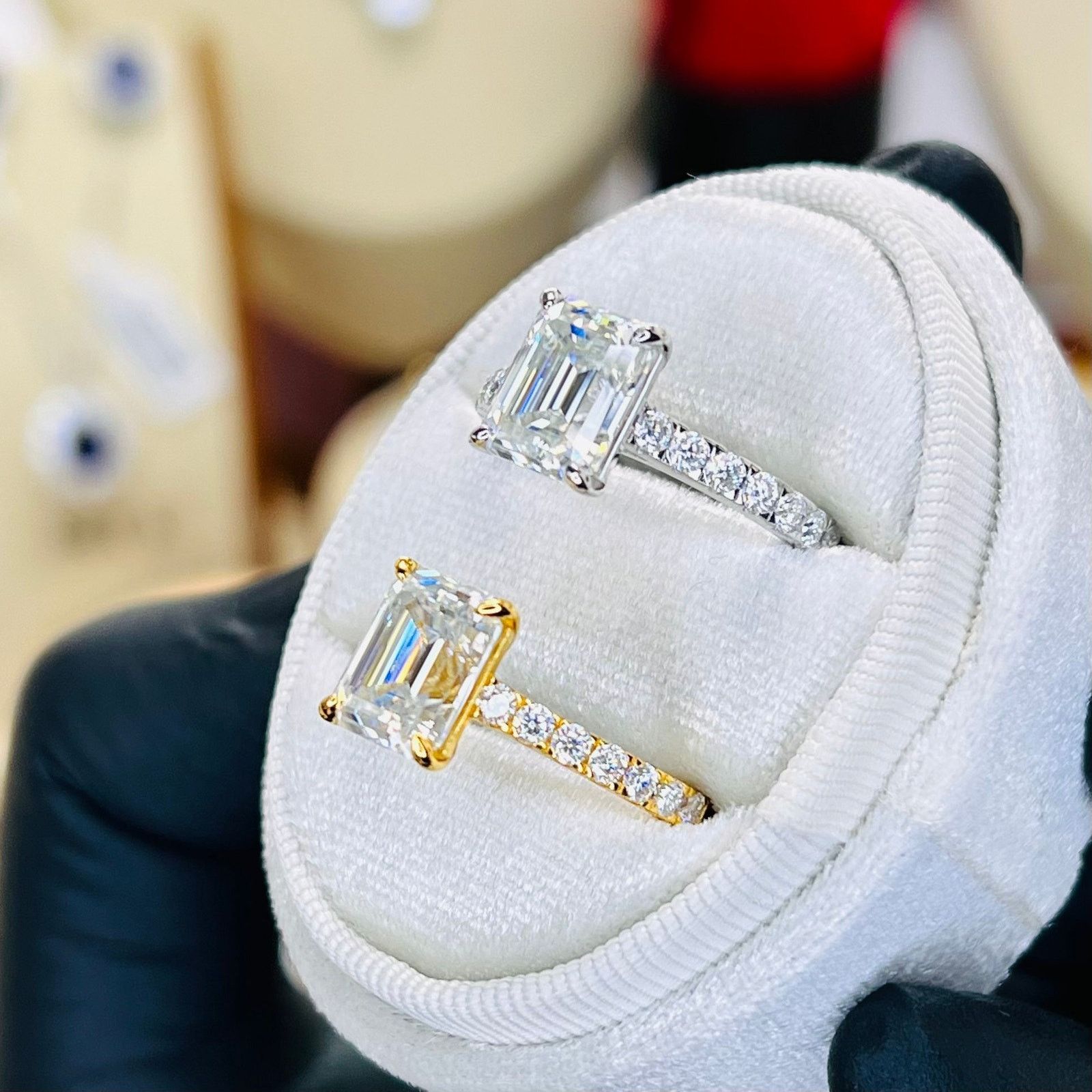 Other 3.42ctw Emerald Cut Moissanite Pavé Engagement Ring Size ONE SIZE - 3 Thumbnail