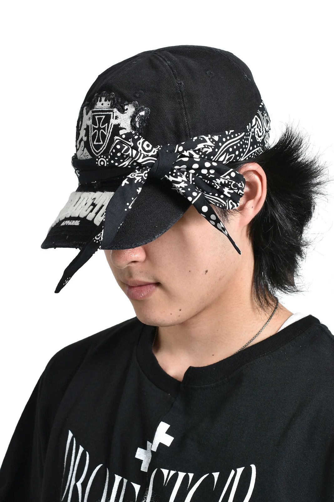 PROJECT G/R BANDANA LAYERED CAP - BLACK hat | Grailed