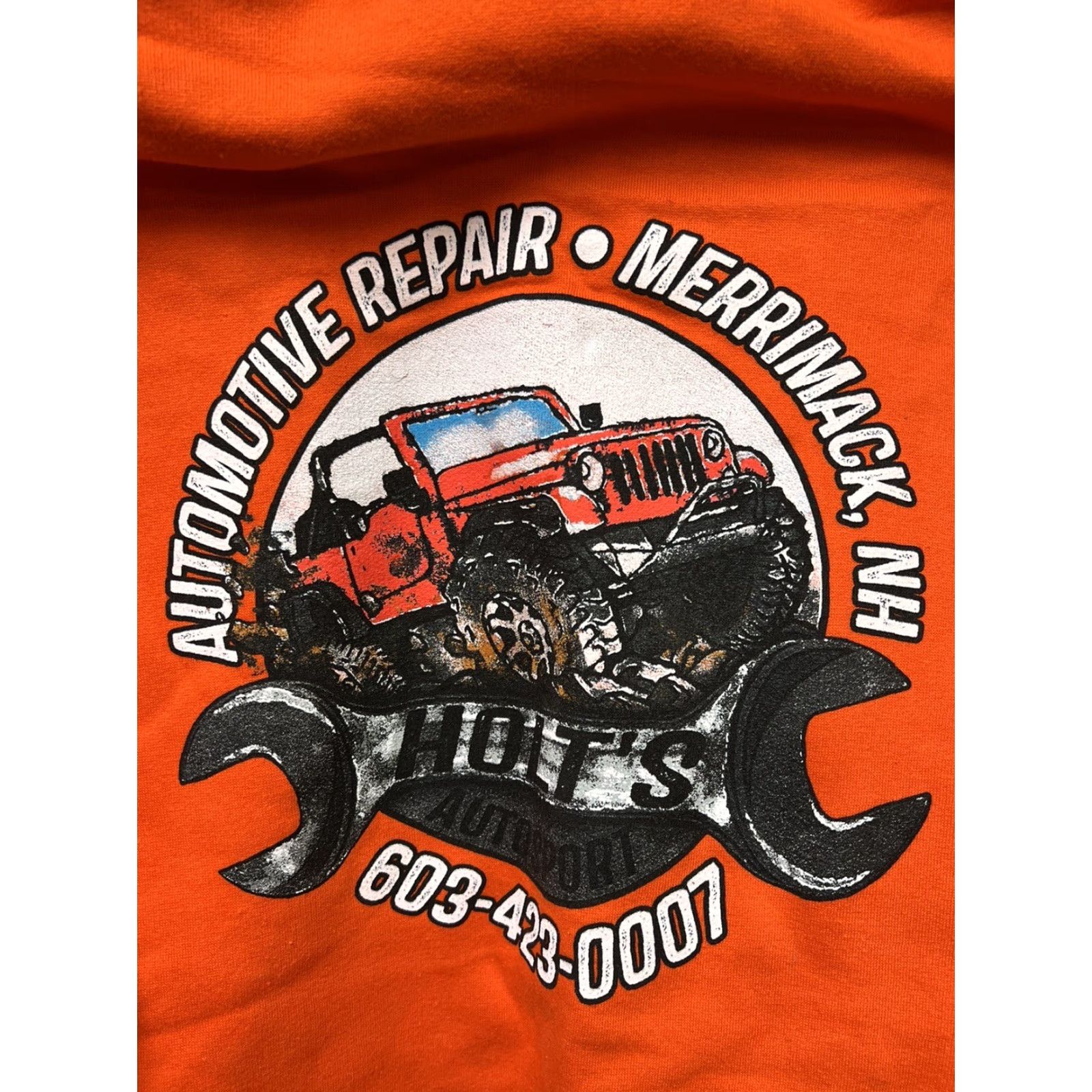 Jeep Holt’s Auto New Hampshire Orange Jeep Hoodie Mens L Pullover Sports Cotton Blend Crewneck Size US L / EU 52-54 / 3 - 3 Thumbnail