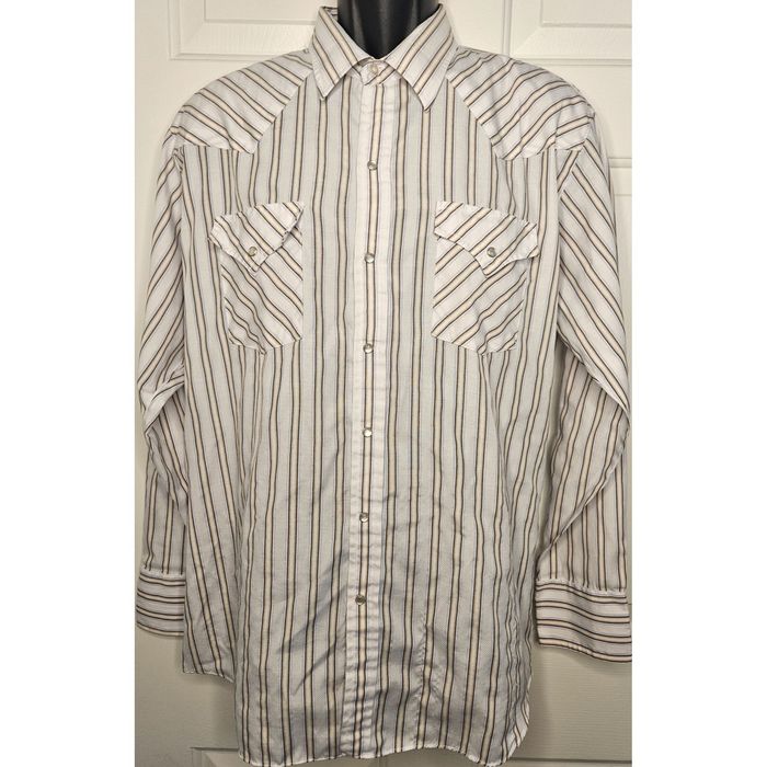Other ELY CATTLEMAN Men's Long Sleeve Stripe Western Shirt 17.5/XL