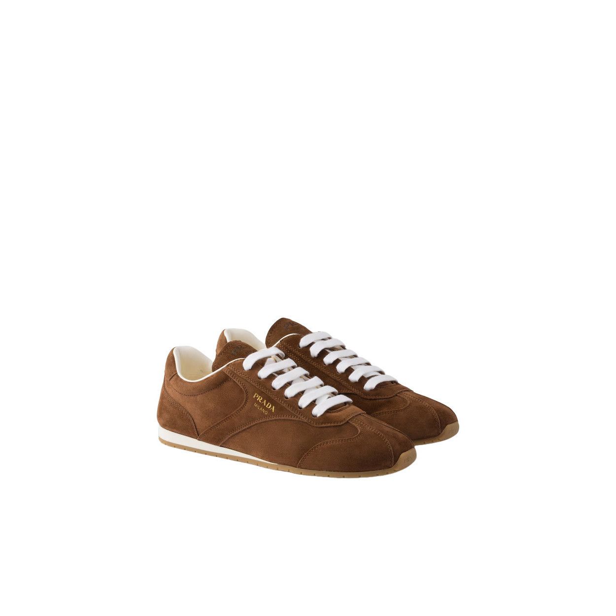 PRADA Cocoa Brown Suede Sneakers New And Authentic (Women's