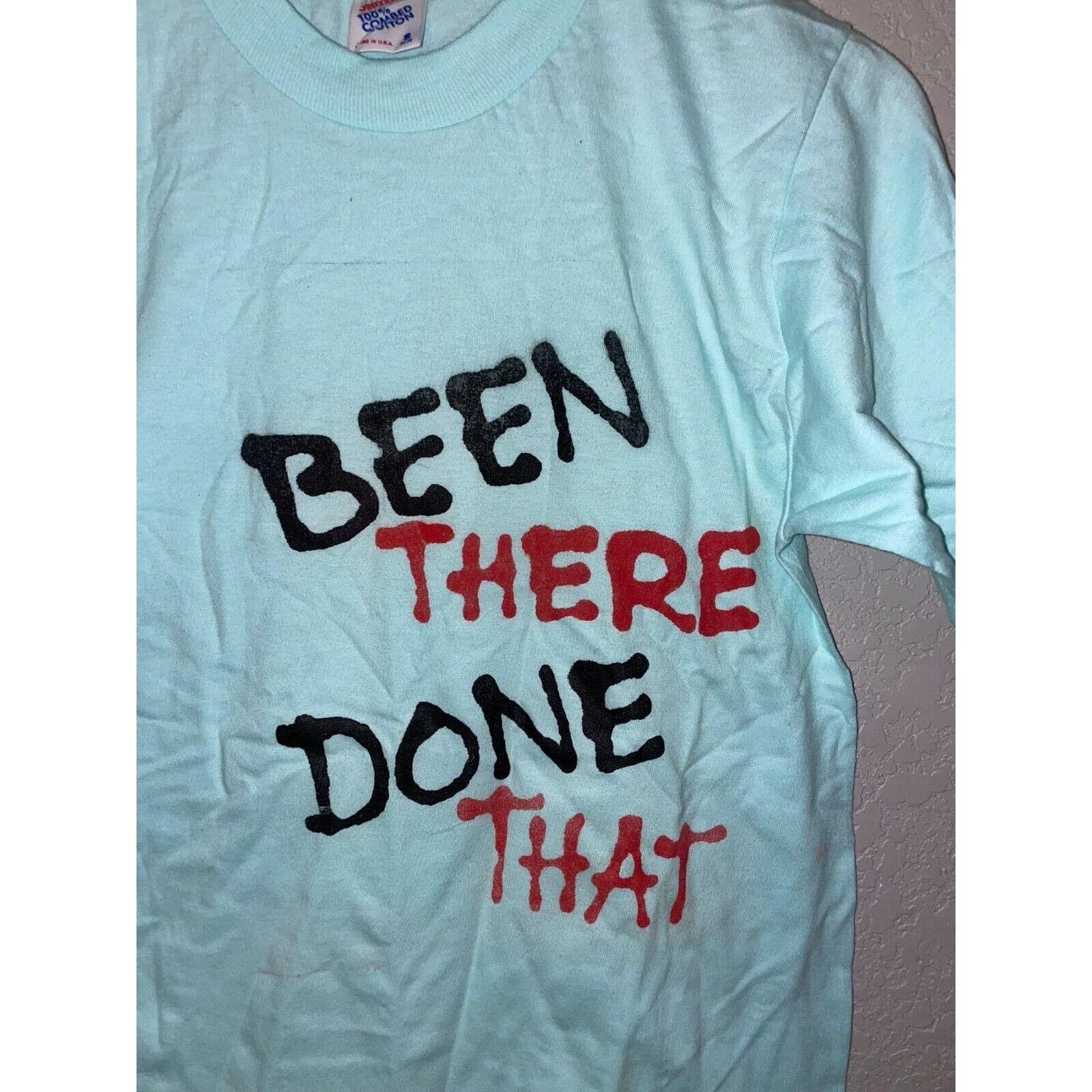 Jerzees Vintage Been Ther Done That Test Print Blue Eagle S Tee 90s Size US S / EU 44-46 / 1 - 3 Thumbnail