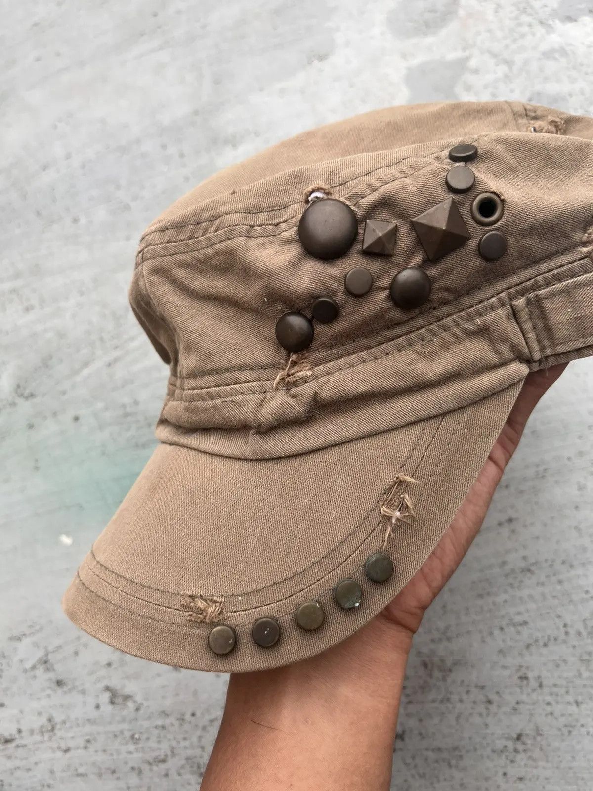 14th Addiction TWO FOLD DISTRESSED STUDDED HAT LGB | Grailed