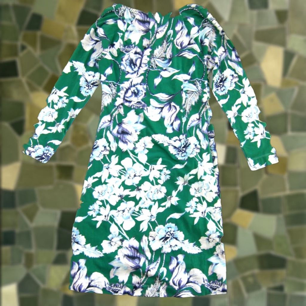 Soft Surroundings Soft Surroundings Shirt Dress M Green Floral Cotton Spandex Jersey Wrap Dress Knee Length 95% cotton 5% spandex Womens Vintage No N/A Size M / US 6-8 / IT 42-44 - 1 Thumbnail