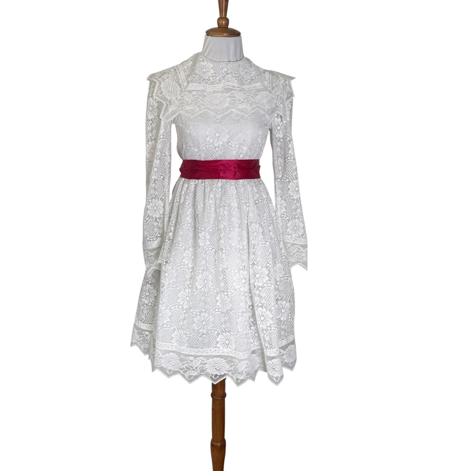Vintage Vintage 1980s White Lace Dress Girls Large 14 or Women's XS Size XS / US 0-2 / IT 36-38 - 2 Thumbnail