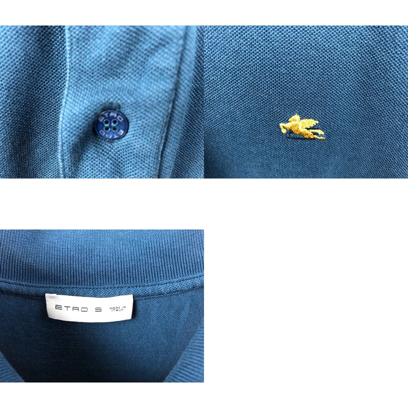 Etro ETRO Polo Shirt Men S Dark Blue Cotton Jersey Solid Embroidered Logo Short Sleeve Collared Button Classic Regular Size Size US S / EU 44-46 / 1 - 8 Thumbnail
