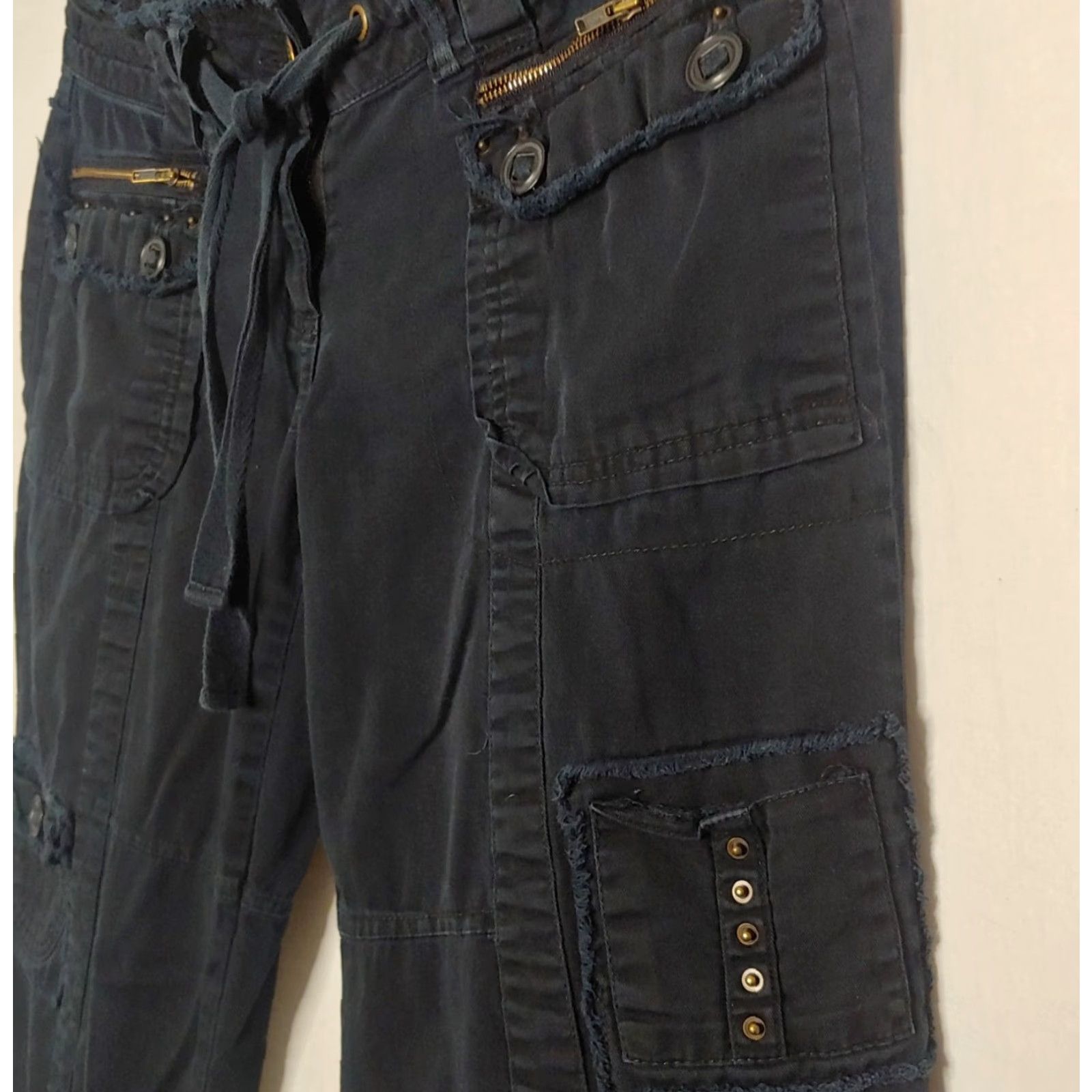 Vintage VINTAGE Arizona Jean Co Women’s Canvas Cargo Pants Y2K Distressed Blue Size 9 Size 35" - 3 Thumbnail