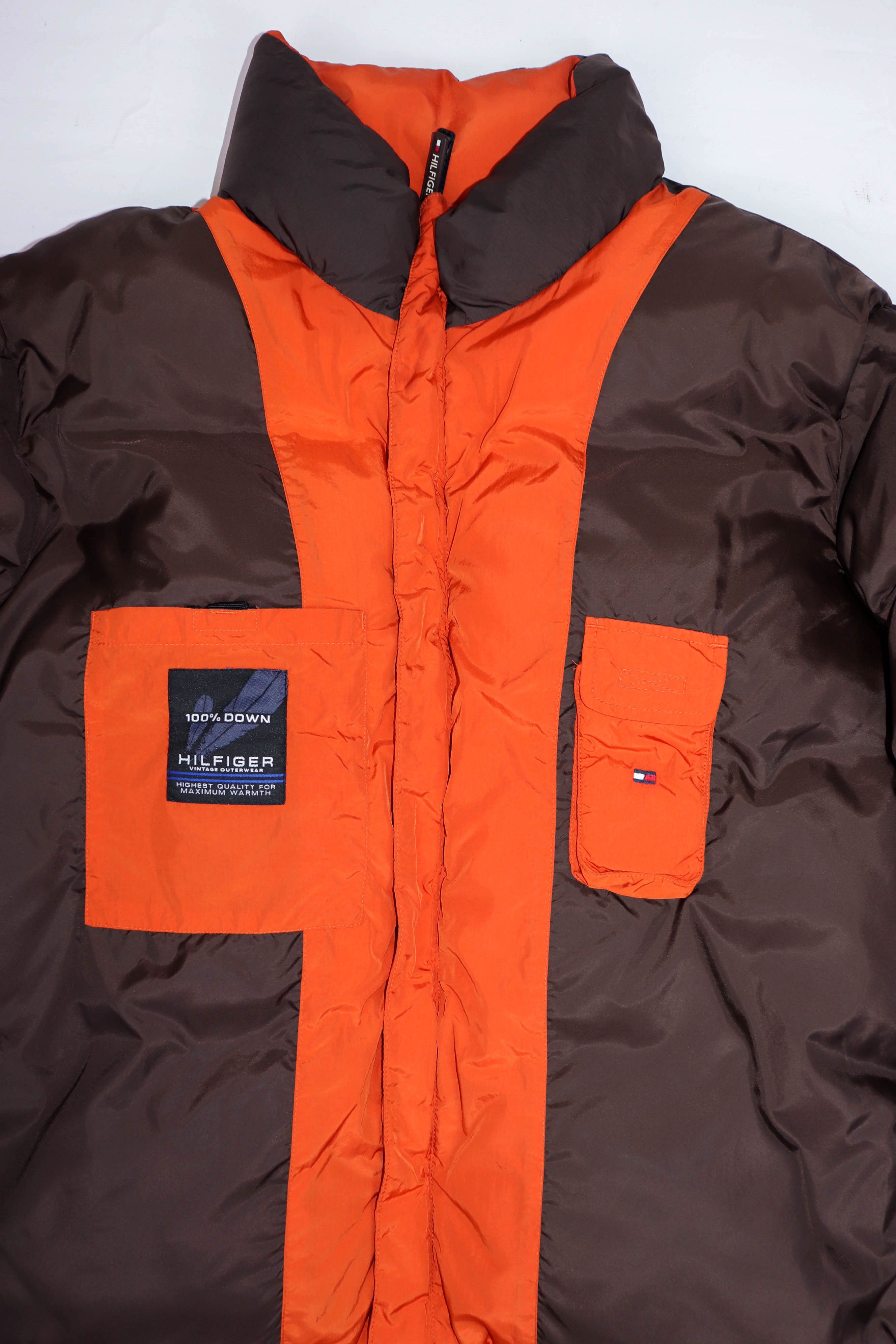 Tommy Hilfiger Tommy Hilfiger Vintage Orange Nylon Down Puffer Jacket Size US L / EU 52-54 / 3 - 9 Thumbnail