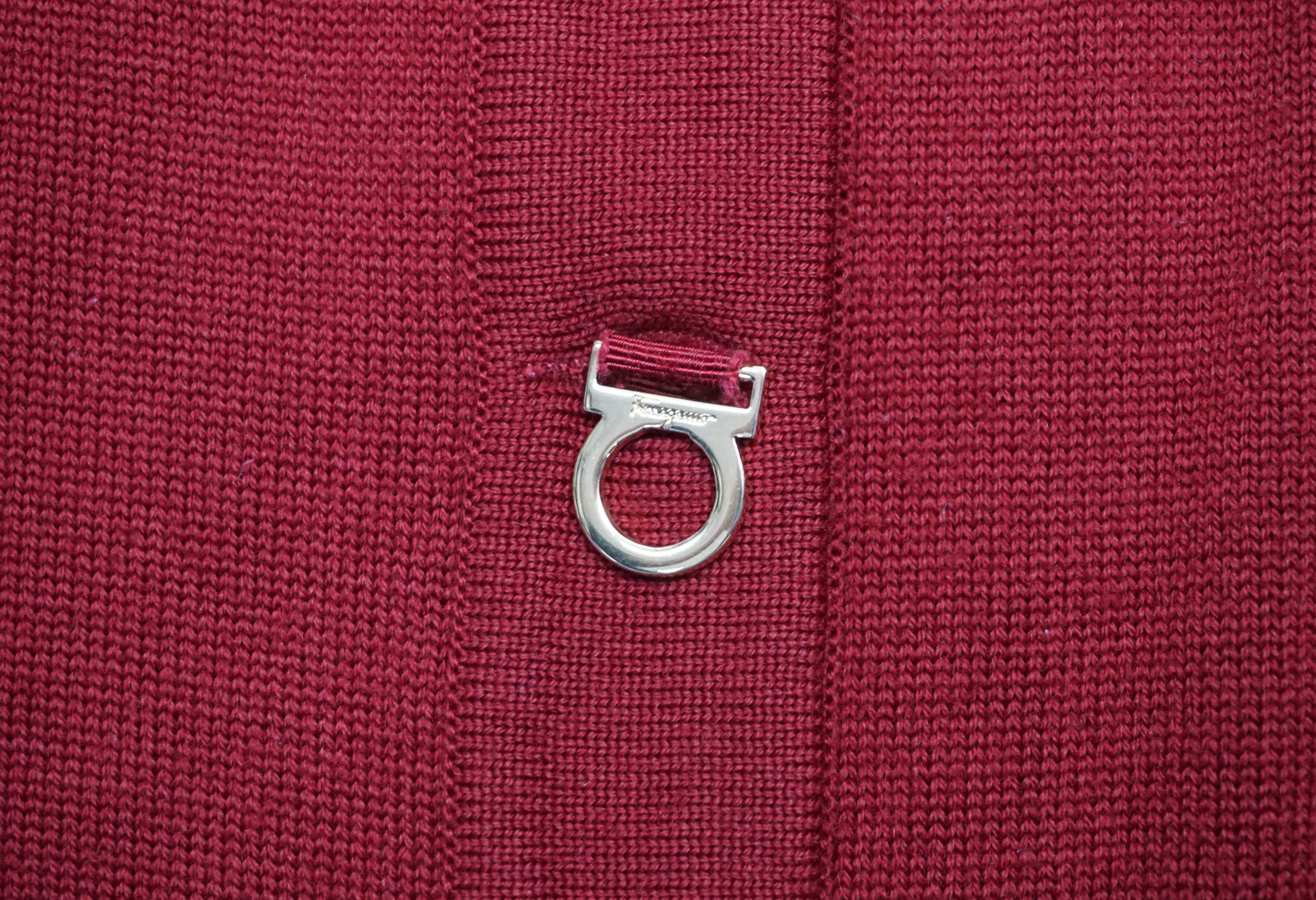 Salvatore Ferragamo 80's Salvatore Ferragamo red knit cardigan sweater Size S / US 4 / IT 40 - 3 Thumbnail