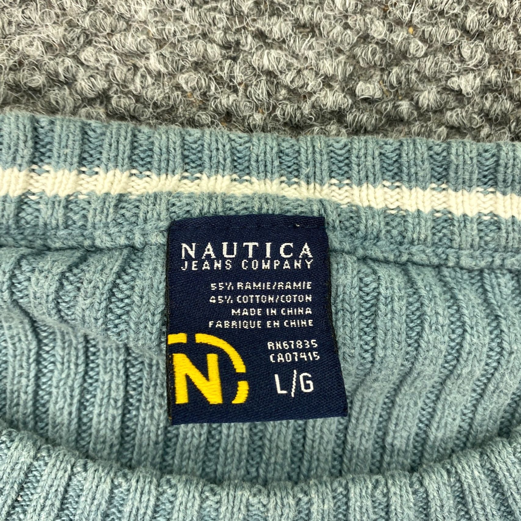 Nautica VINTAGE Nautica Men’s Blue Embroidered Knit Sweater Large Crewneck Pullover Casual Size US L / EU 52-54 / 3 - 3 Thumbnail