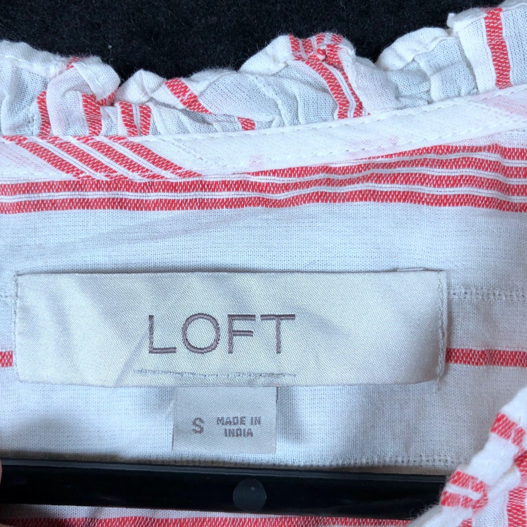 Loft LOFT Shirt Womens White Pink Striped V-Neck Key Hole Long Sleeve 100% Cotton S Size S / US 4 / IT 40 - 6 Thumbnail