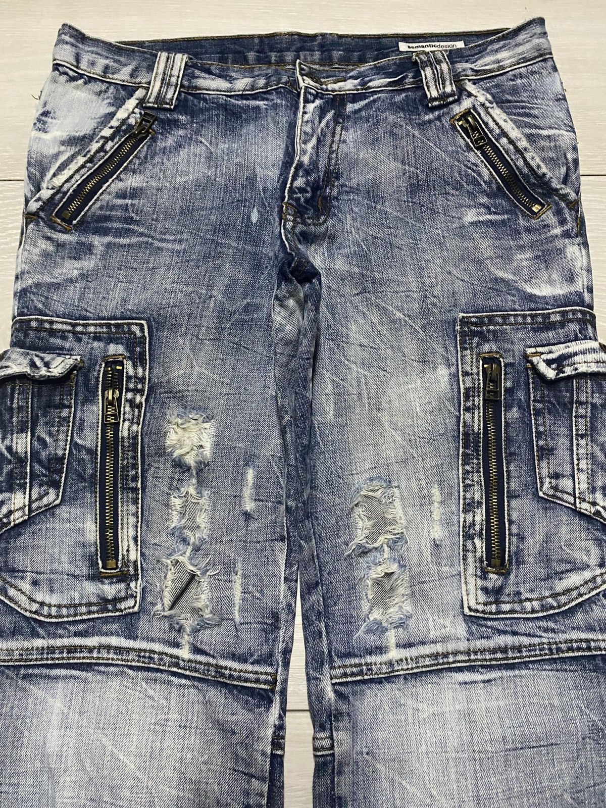 semanticdesign SemanticDesign Tactical Distressed Multipocket Flare Jeans Size US 32 / EU 48 - 3 Thumbnail