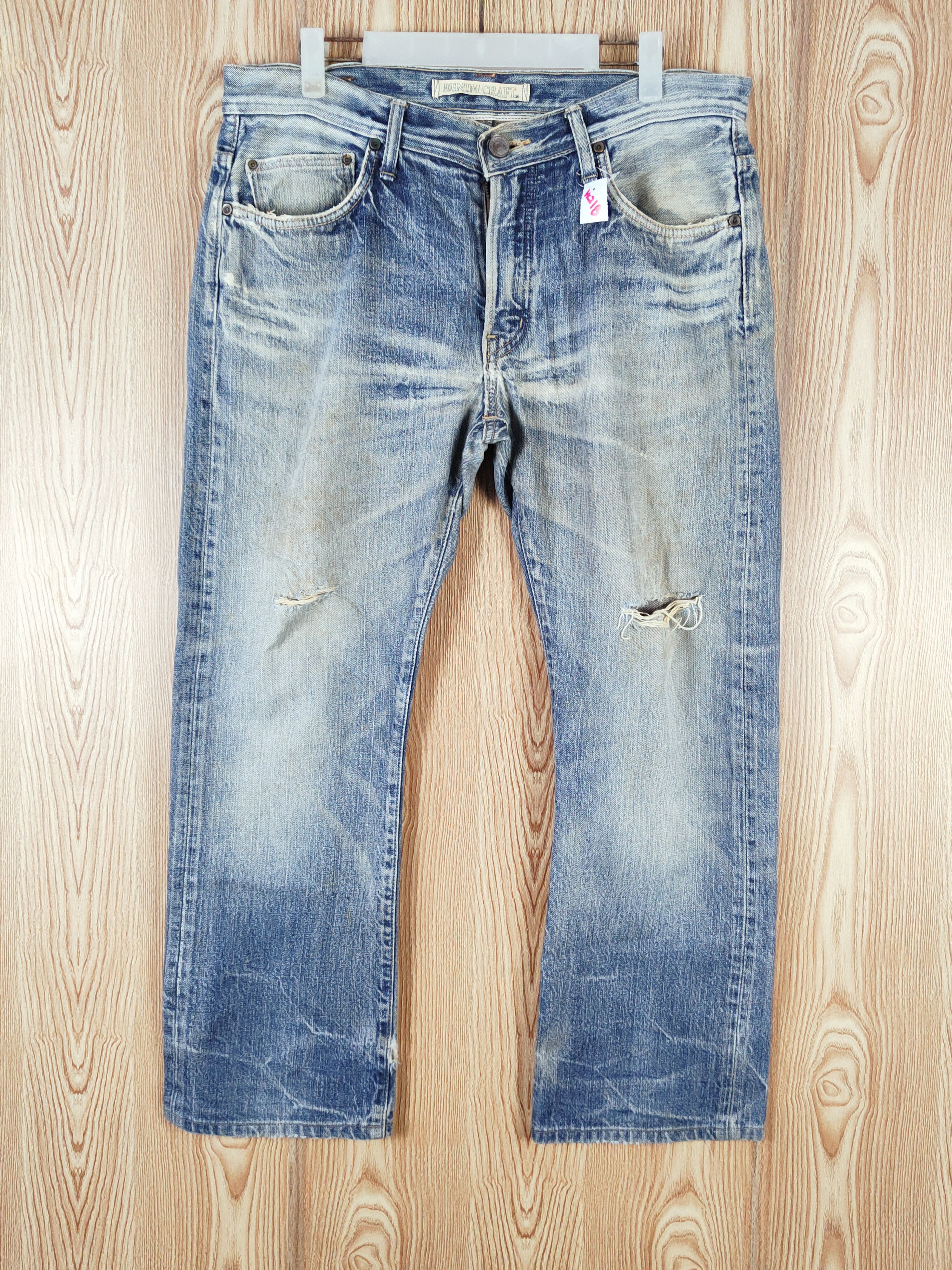 Japanese Brand Denim Craft Blue Distressed Ripped Jeans #W218 Size US 34 / EU 50 - 1 Thumbnail