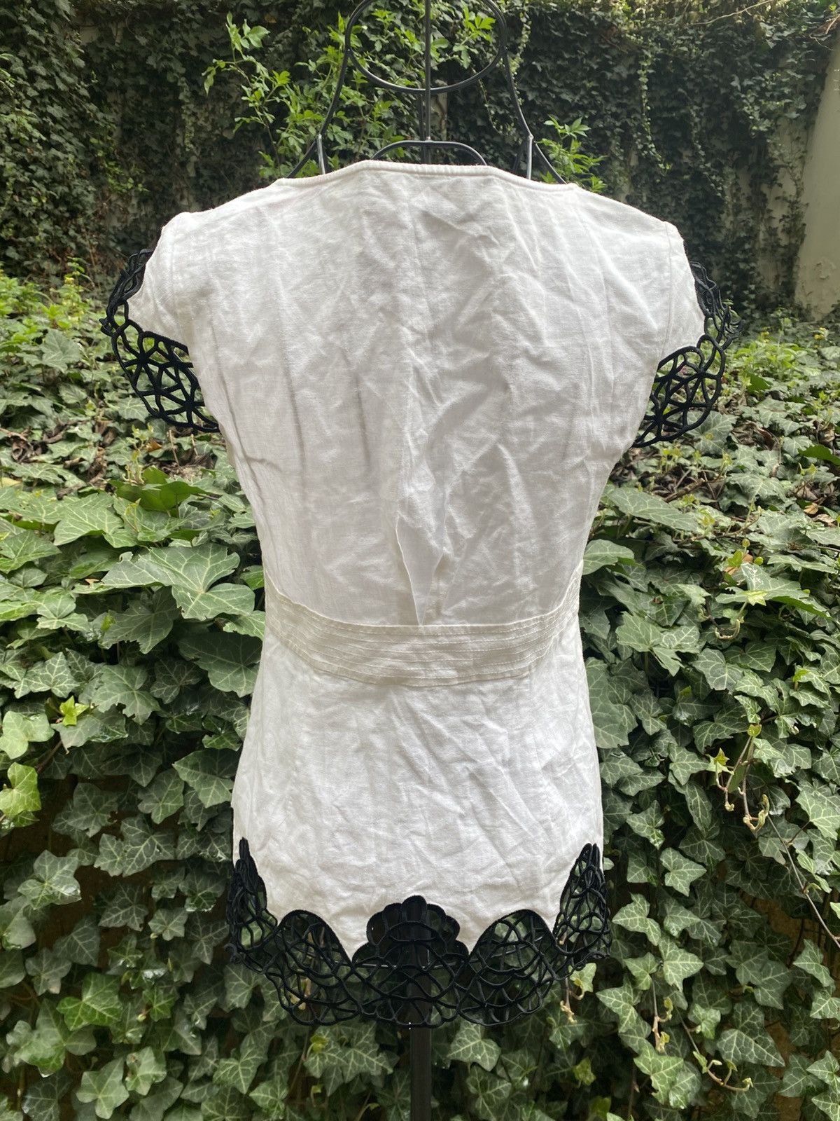Vintage Vintage white and black peplum top Size S / US 4 / IT 40 - 5 Thumbnail