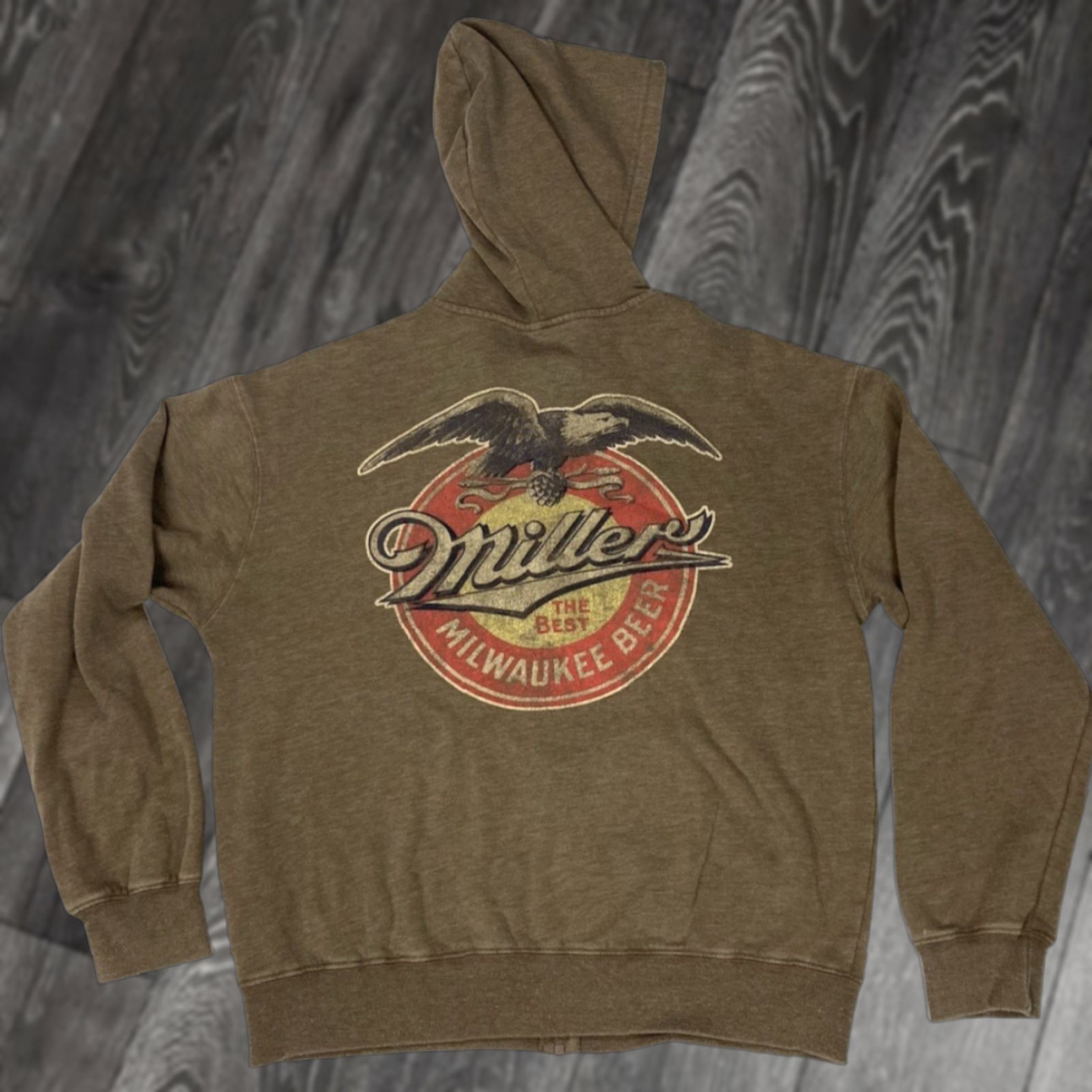 Vintage VINTAGE Miller High Life Beer Full Zip Hoodie Women Medium Brown Size M / US 6-8 / IT 42-44 - 1 Thumbnail