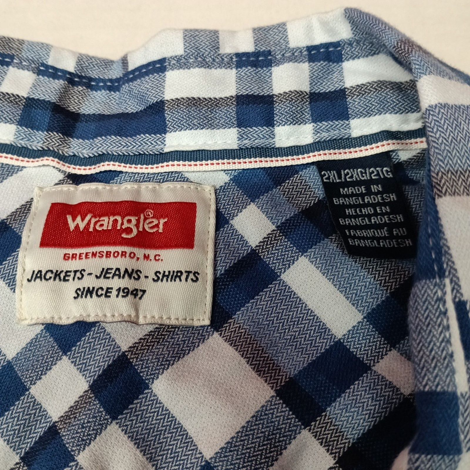 Wrangler Wrangler Slim Fit Woven Twill Button Shirt Men's 2XL Plaid Size US XXL / EU 58 / 5 - 4 Thumbnail