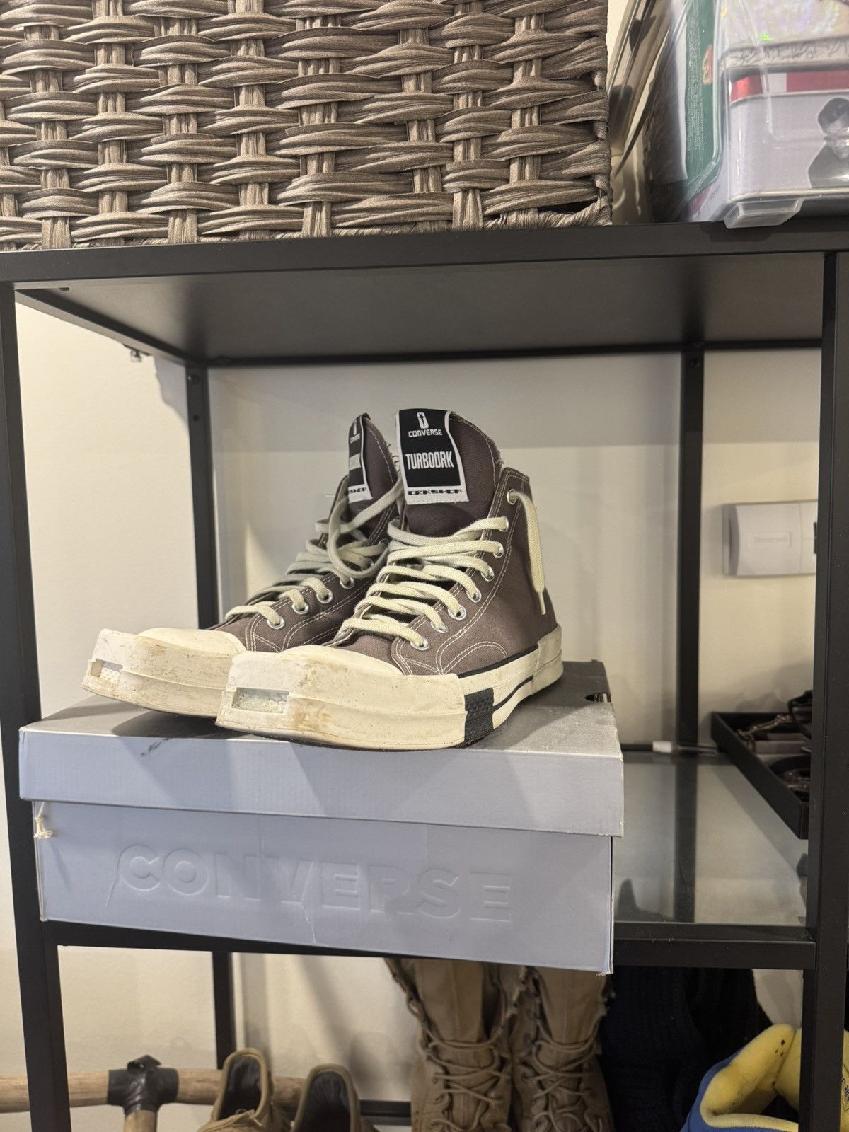 Converse × Rick Owens Drkshdw Rick Owens Converse TURBODRK Square Toe Grey / Brown Size US 9.5 / EU 42-43 - 4 Thumbnail