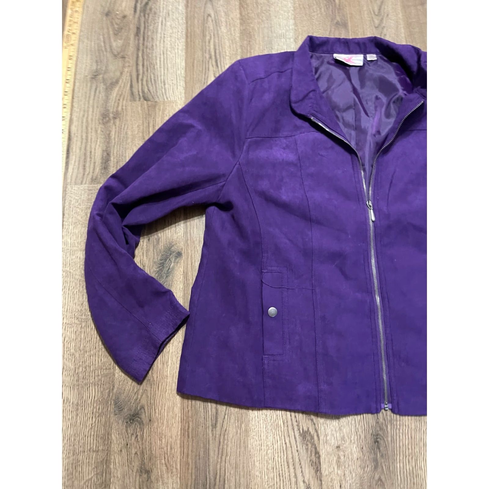 Vintage Studio Works Jacket Women's Size 16P Petite Purple Full Zip Velvet Blazer Dressy Casual Velvet Blazer Womens 16P Purple Full Zip Regular) Size XXL / US 16-18 / IT 52-54 - 3 Thumbnail