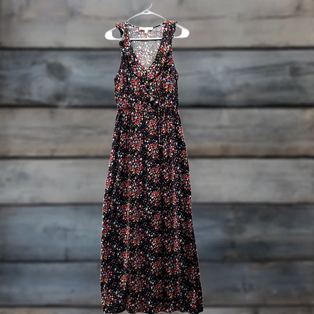 Vintage Kingston Grey Dress Womens M Black NWT Maxi Floral Sleeveless Ruffle Neck Size M / US 6-8 / IT 42-44 - 1 Thumbnail
