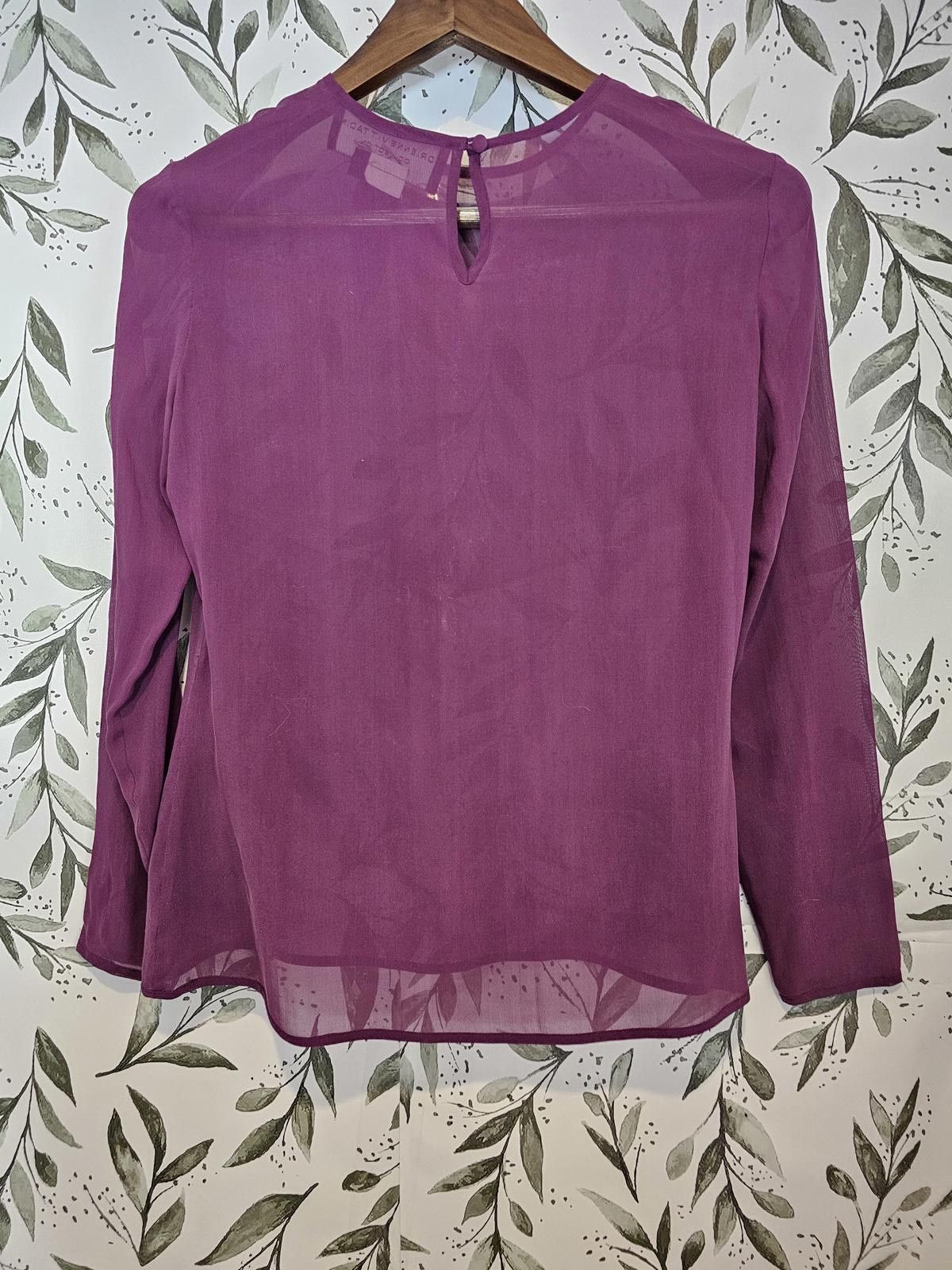 Other Adrienne Vittadini Blouse Purple Womens Size 8 Sheer Silk Size M / US 6-8 / IT 42-44 - 4 Thumbnail