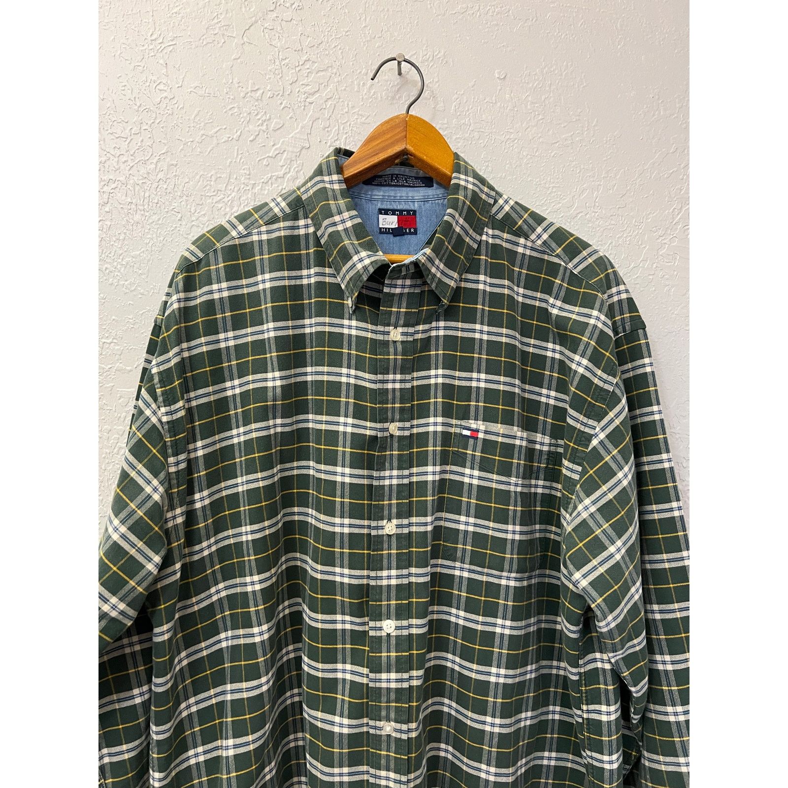 Tommy Hilfiger Tommy Hilfiger Plaid Button Down Shirt Mens XL Green Cotton Size US XL / EU 56 / 4 - 2 Thumbnail