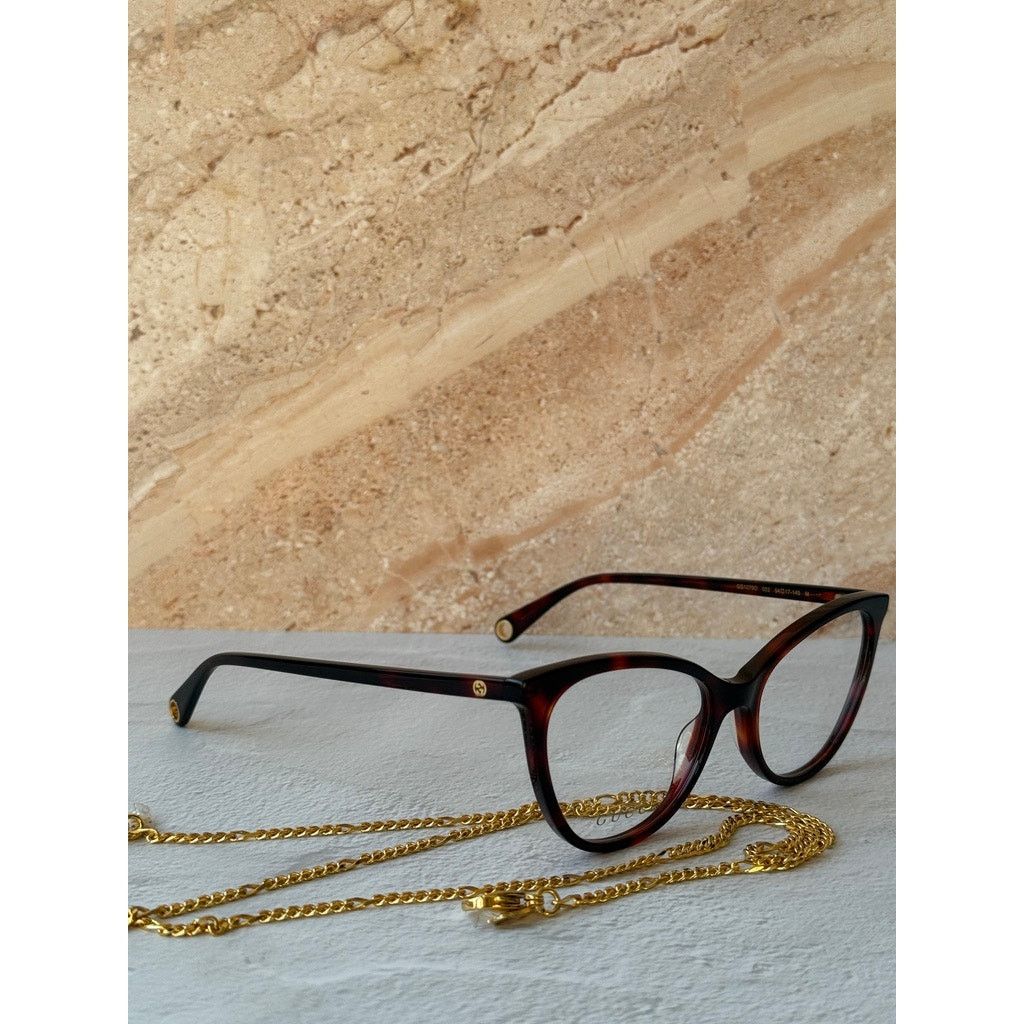 Gucci NEW Gucci GG1079O Brown Chain Cat Eye Eyeglasses Frames $650 Size ONE SIZE - 5 Thumbnail
