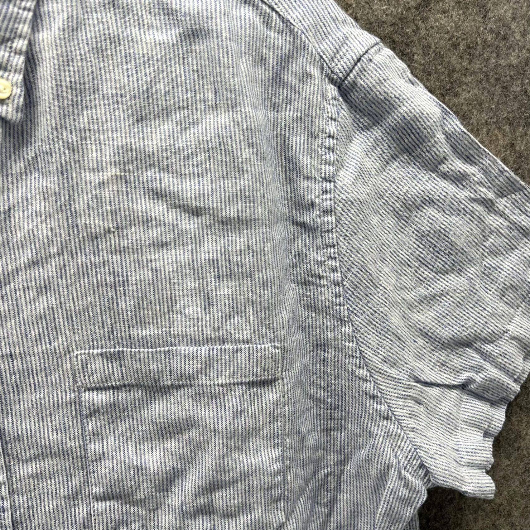 J.Crew J.CREW Shirt Men Large Adult Blue Seersucker Button-Down Slim Fit Striped Size US L / EU 52-54 / 3 - 4 Thumbnail