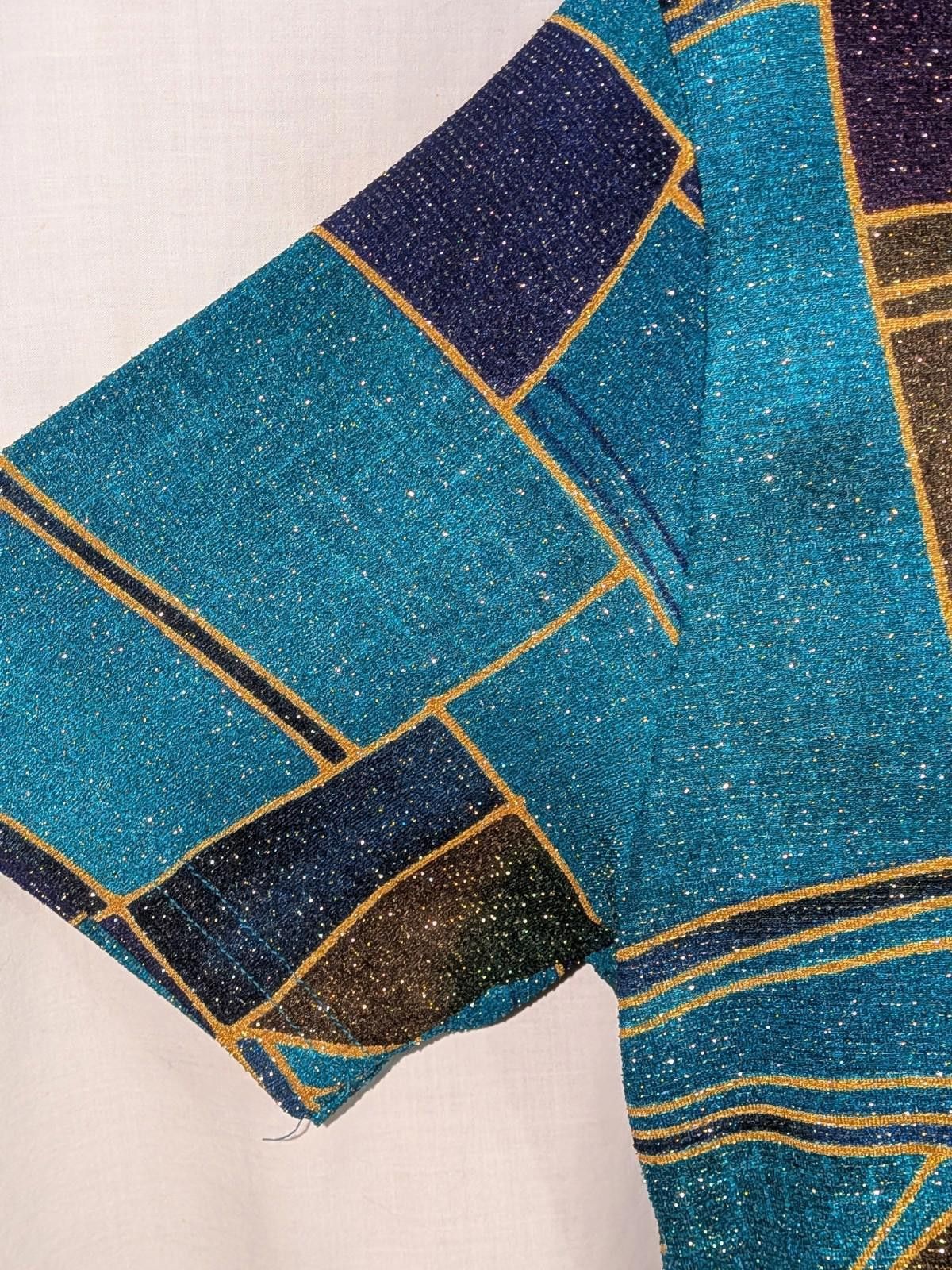 Designer VTG 90s Erin London Stretch Sparkly Color Block Shirt Sz M Size M / US 6-8 / IT 42-44 - 3 Thumbnail