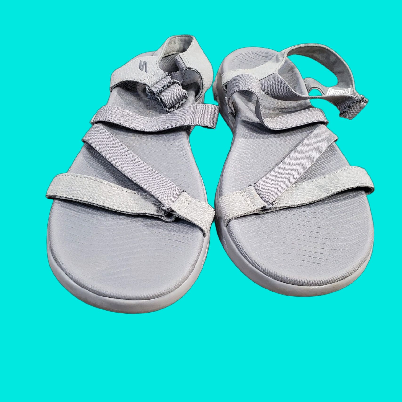 SKECHERS Skechers Goga Mat Sandals Womens 11 Gray Buckle Casual Comfort Walking Open Toe Flat Sandal Shoes Size US 11 / IT 41 - 1 Thumbnail