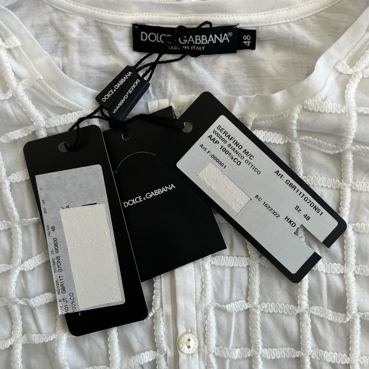 Dolce & Gabbana DOLCE&GABBANA 2012SS Serafino Crochet-Mesh Henley T-Shirt Size US L / EU 52-54 / 3 - 5 Thumbnail
