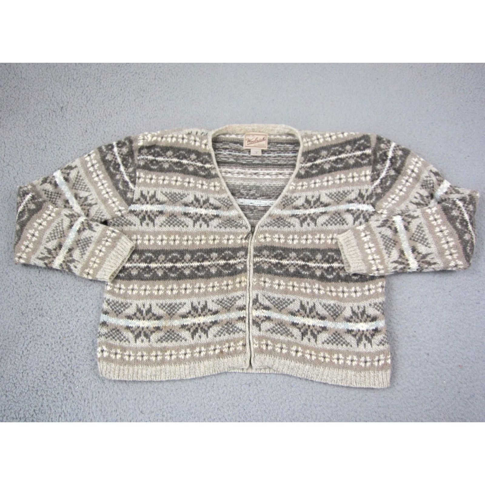 Vintage VINTAGE Woolrich Sweater Cardigan Womens M Beige Fair Isle Full Zip 90s Cozy Woolrich Womens Size M Beige Cardigan Sweater Ladies Mens? Size M / US 6-8 / IT 42-44 - 2 Thumbnail