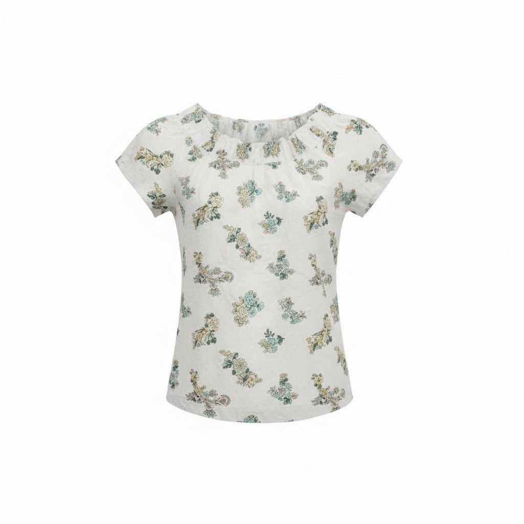 Loft LOFT XS Floral Short Sleeve Blouse White Blue Yellow Size XS / US 0-2 / IT 36-38 - 1 Thumbnail