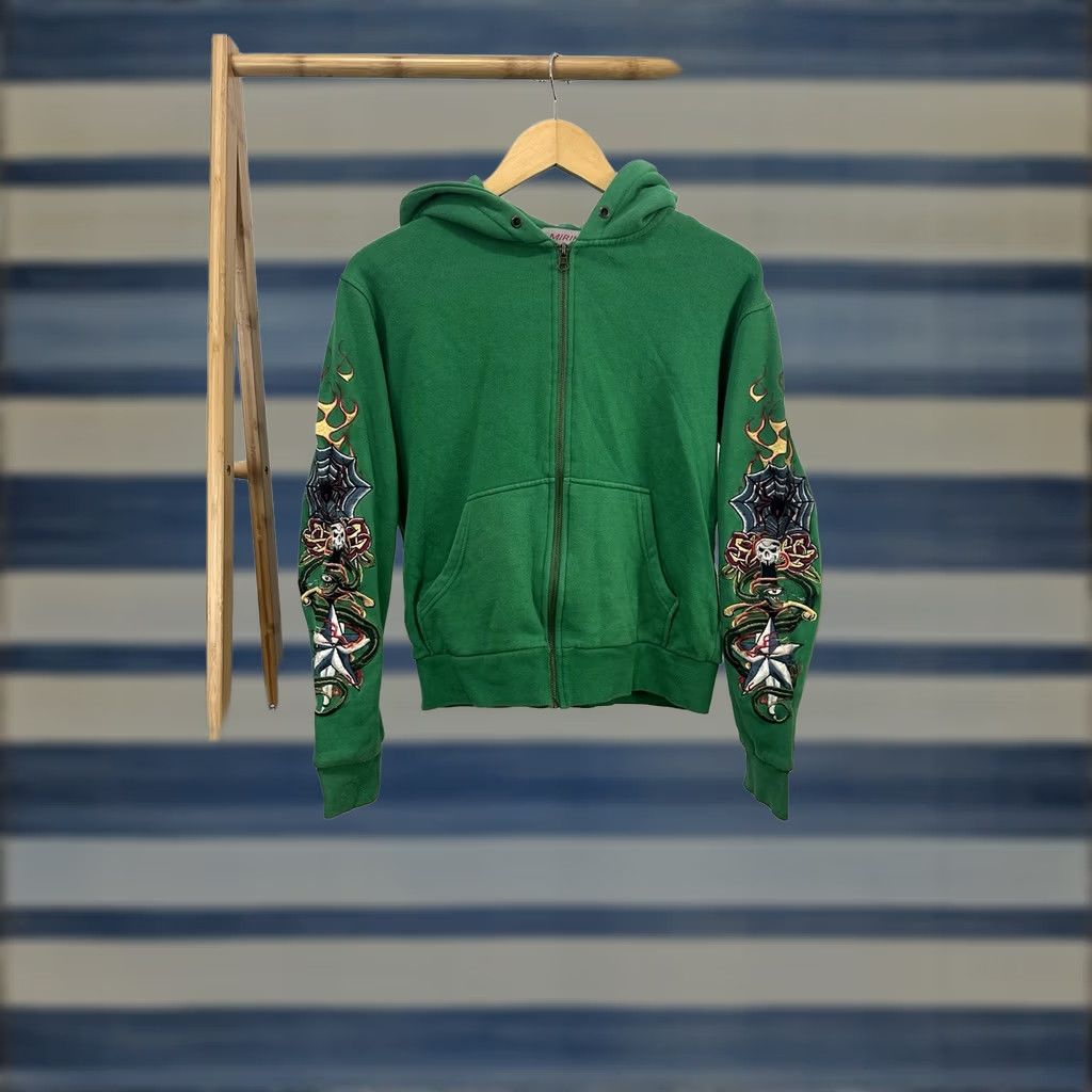 Ed Hardy Mirika VTG Y2K Widow Spider Dagger Flame Ed Hardy Sleeve Graphic Zip Hoodie M Womens Black Full Zip Grunge Fire Web 2000s Size M / US 6-8 / IT 42-44 - 1 Thumbnail