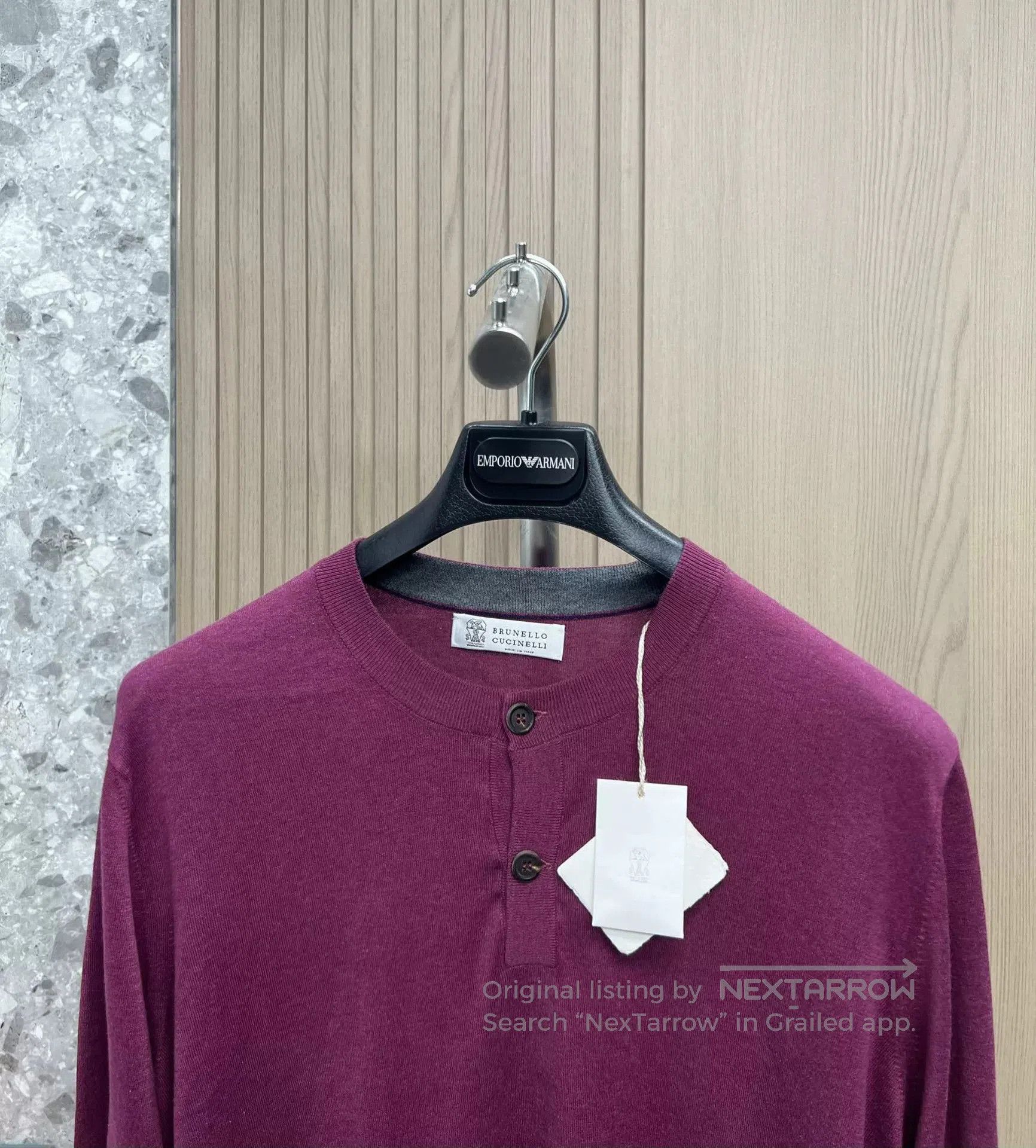 Brunello Cucinelli Brunello Cucinelli Sea Island Cotton Henry Neck Knit. Size US M / EU 48-50 / 2 - 2 Thumbnail