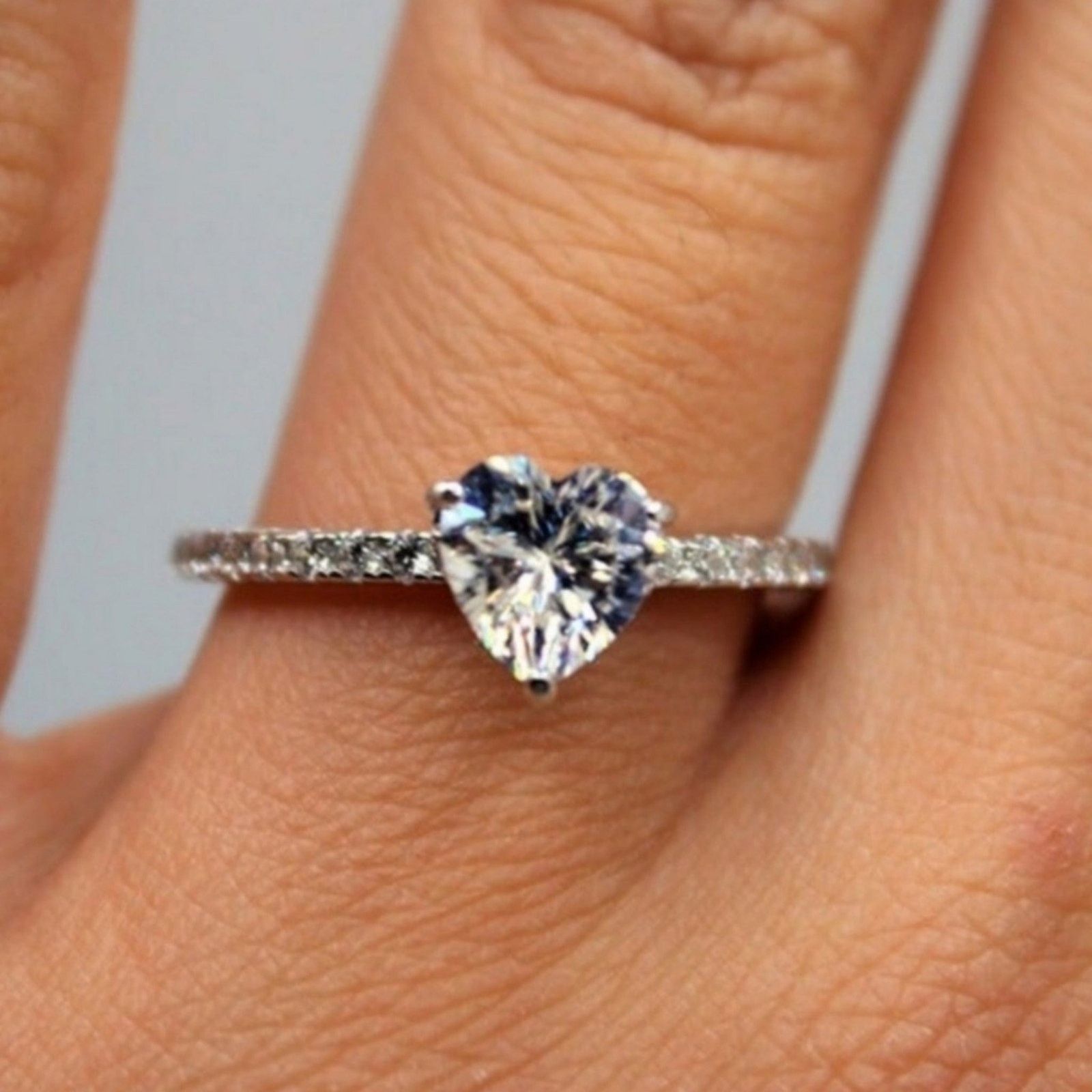 Other Moissanite Heart Ring Hidden Halo CZ Sterling Silver 6 NWT Size ONE SIZE - 7 Thumbnail