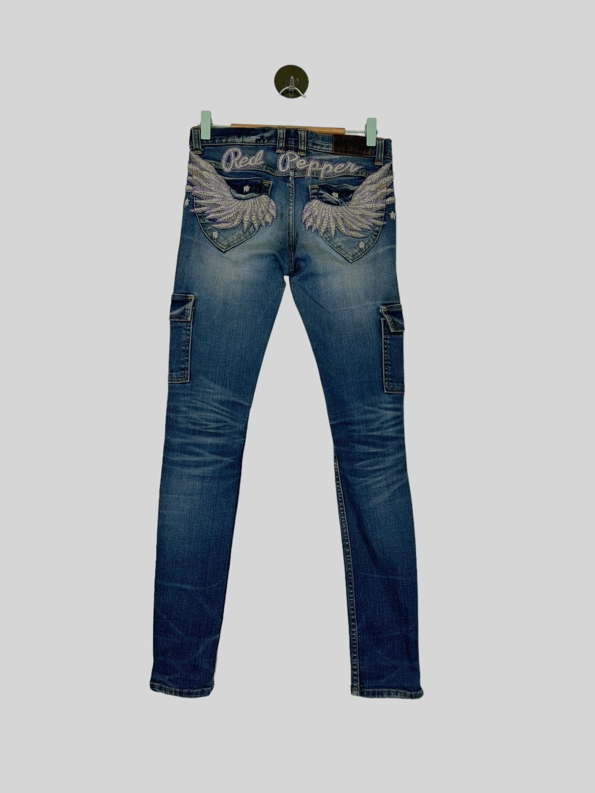 Acid Wash RedPepper Skinny Multi Pocket Jeans Low Rise