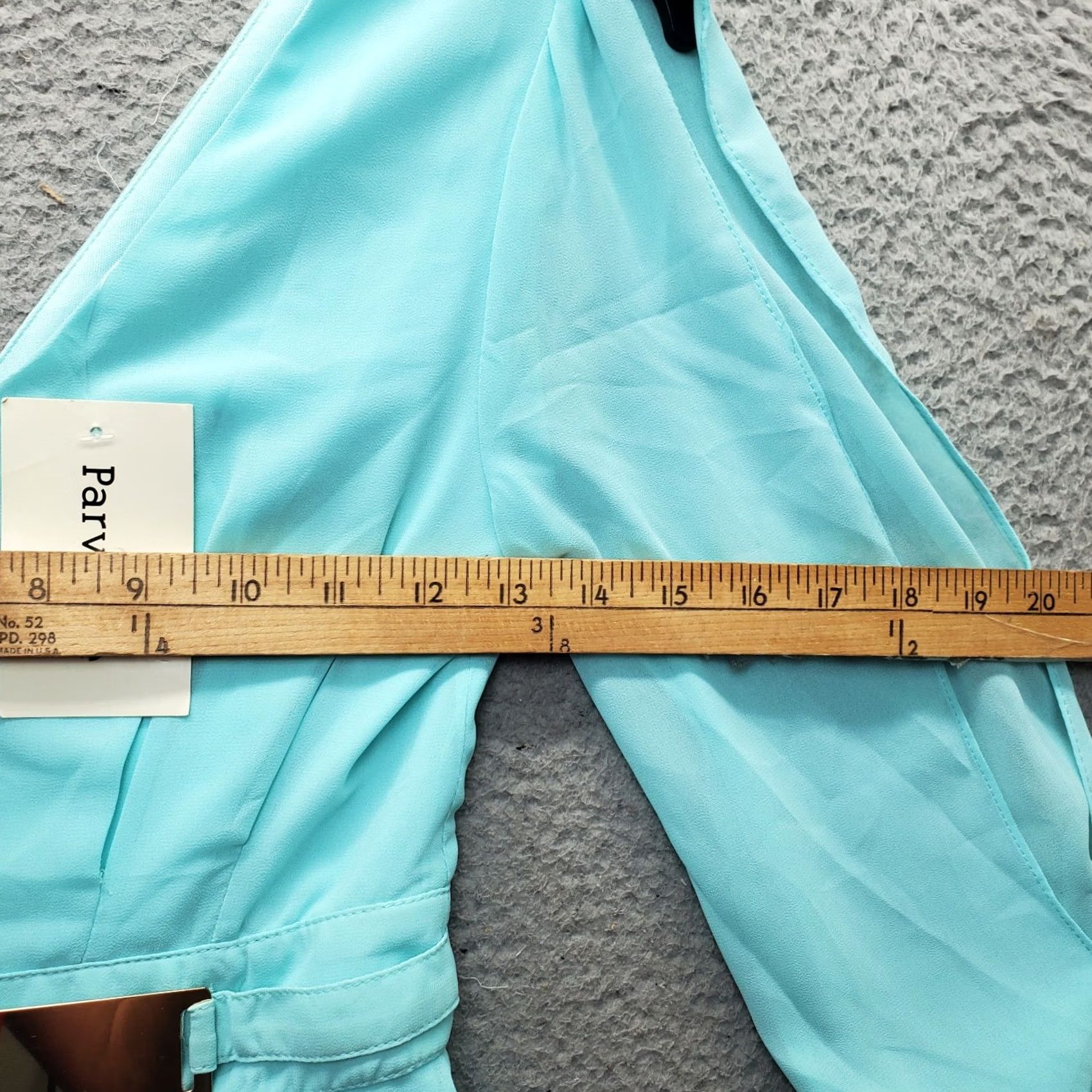 Vintage Parvenue Romper Womens Small Blue V-Neck Long Sleeve Lined Belted Waist Back Zip Shirt Size S / US 4 / IT 40 - 4 Thumbnail