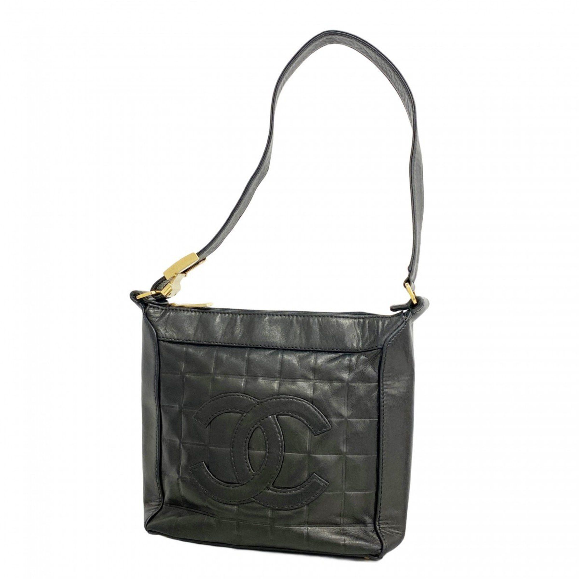 Chanel Shoulder Bag Chocolate Bar Lambskin Black Women's