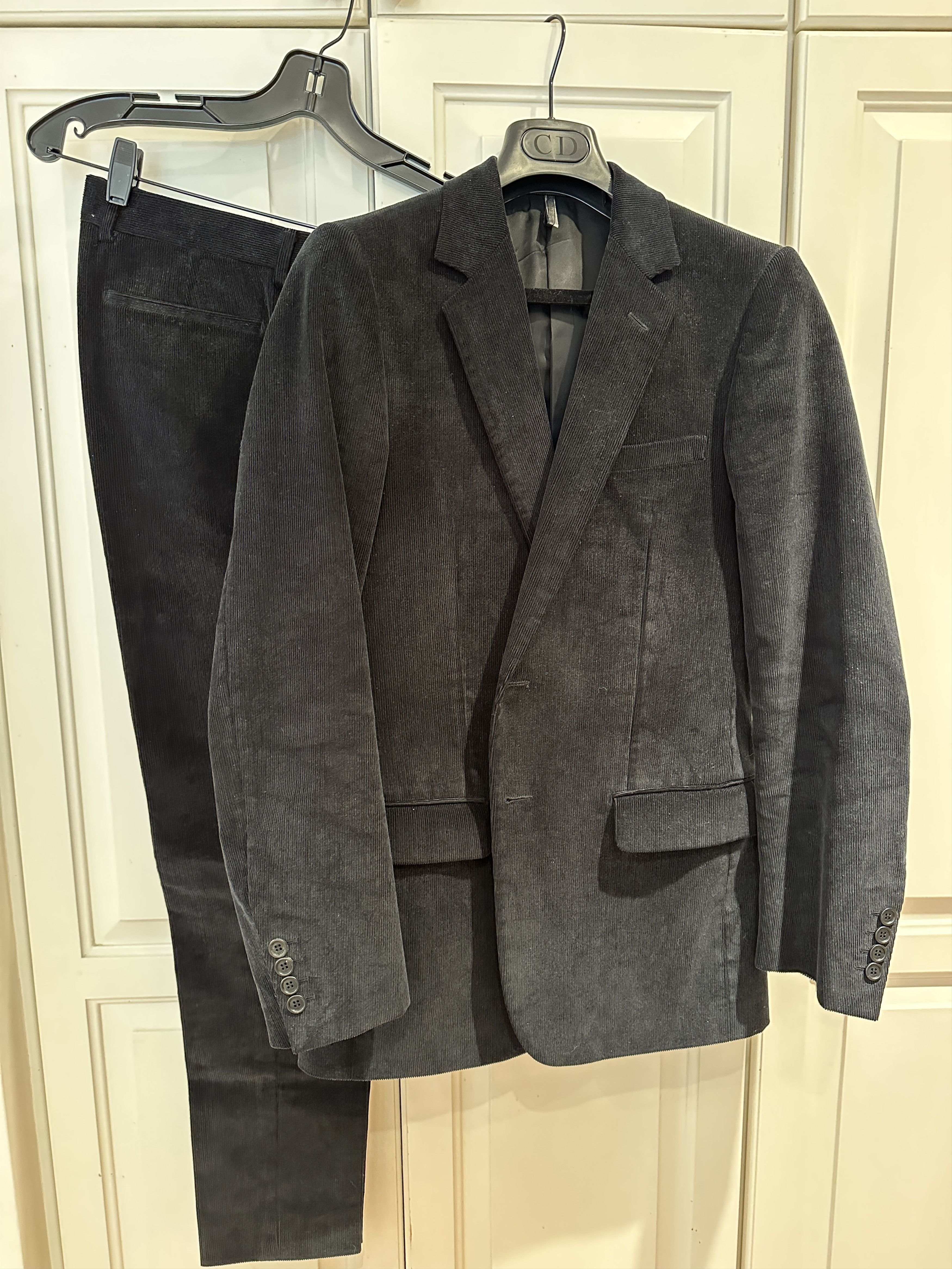 Dior DIOR HOMME HEDI SLIMANE BLACK COTTON CORDUROY SUIT SZ 46 Size 46R - 7 Thumbnail