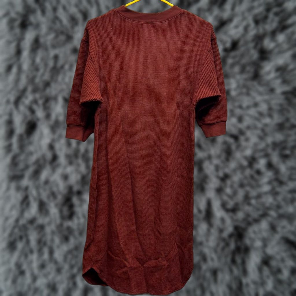 Uniqlo Uniqlo Dress XS Thermal Waffle Knit Comy Lagenlook Minimalist Relaxed Midi Women 3/4 Sleeve Brown Cotton Polyester Knit T-Shirt Dress Medium? Size XS / US 0-2 / IT 36-38 - 1 Thumbnail
