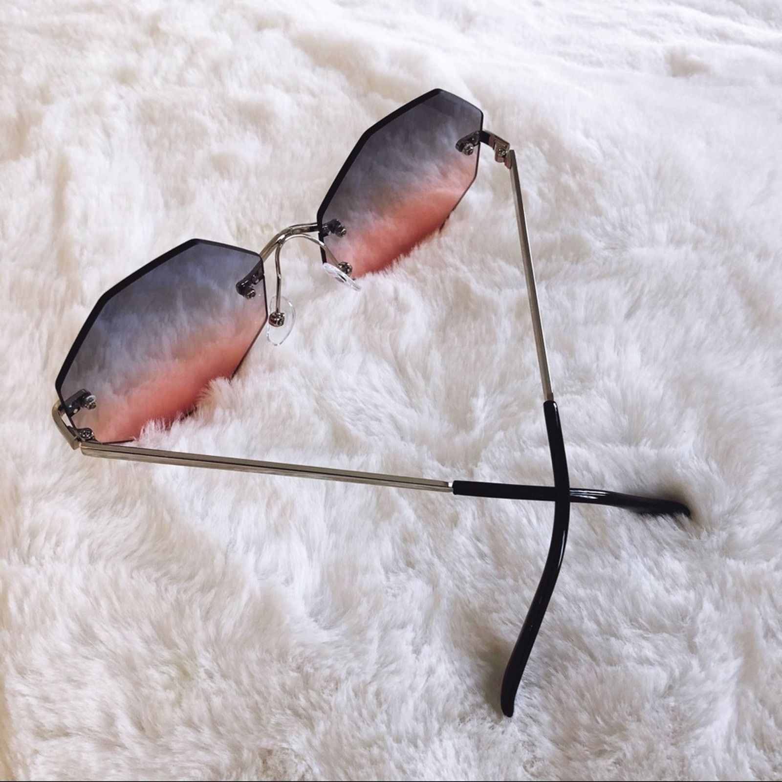 Other Alaiya Blue & Pink Octogonal Ombre Sunglasses Size ONE SIZE - 8 Thumbnail